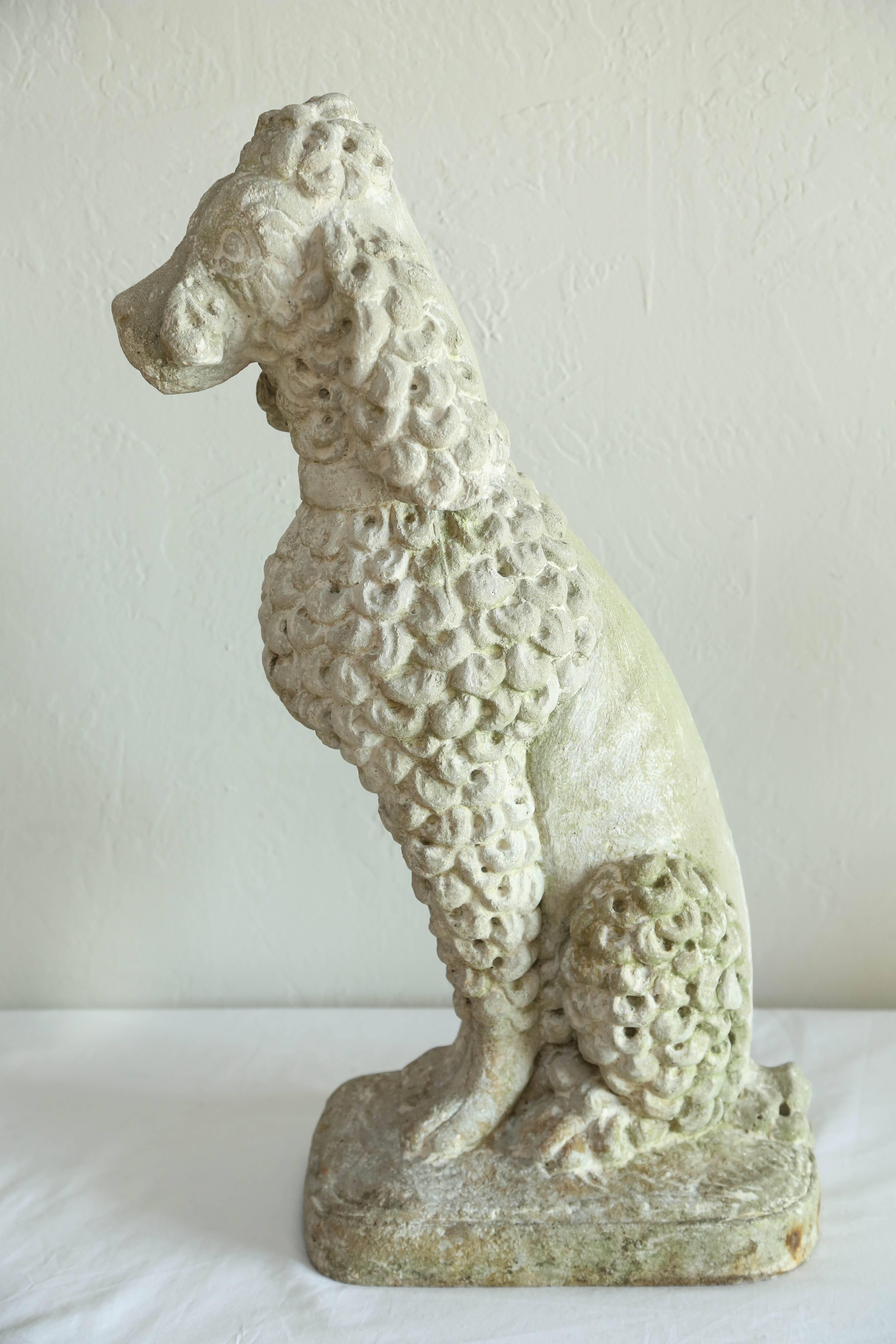 Vintage Cast Stone Poodle In Good Condition In West Palm Beach, FL
