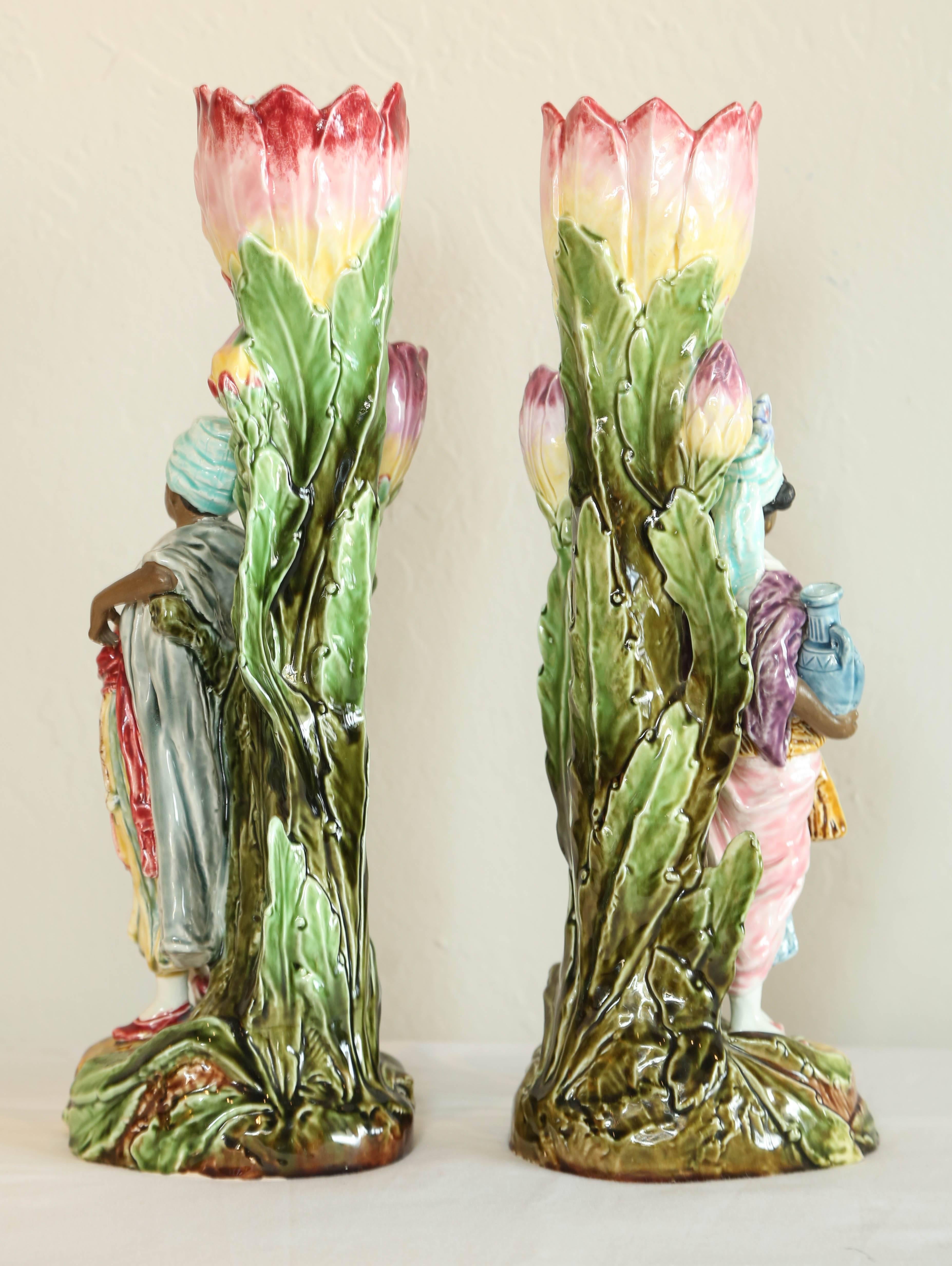 Pair of Late 19th Century French Majolica Figurines 2