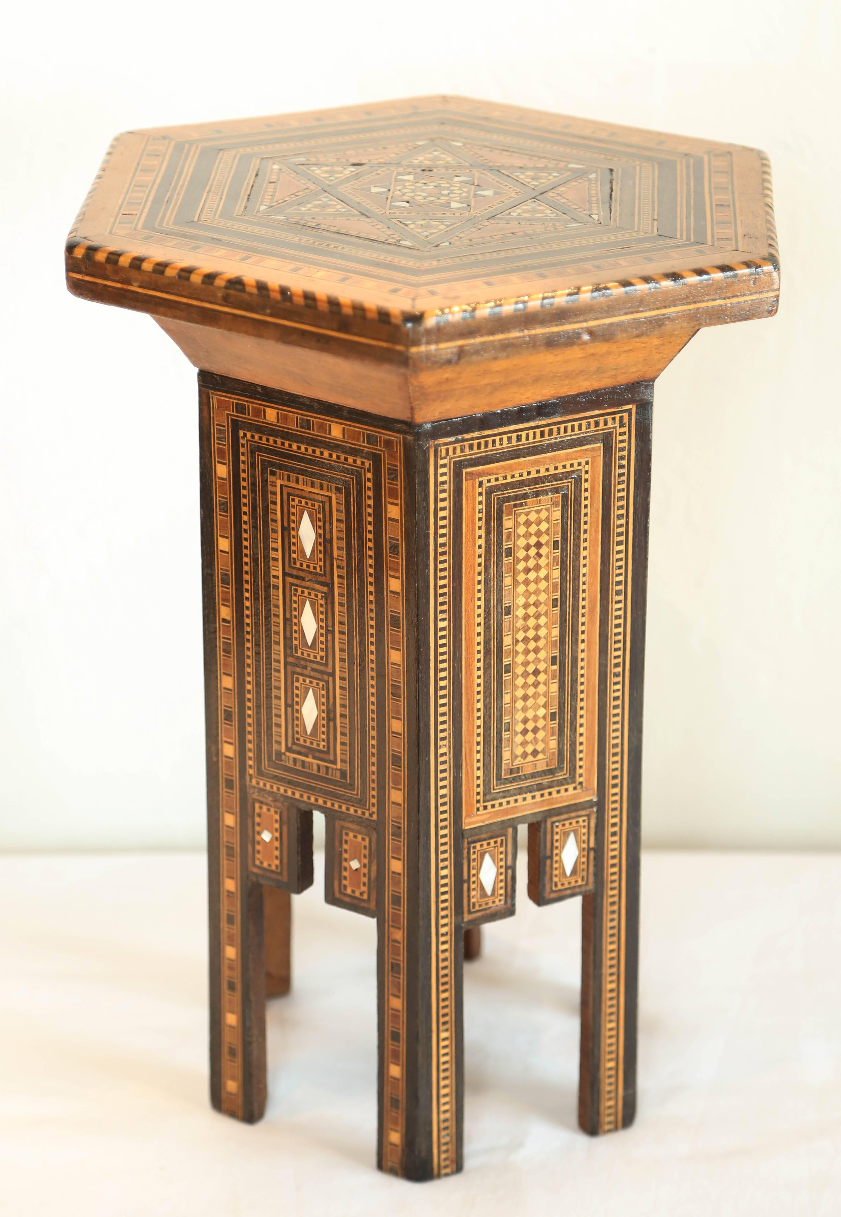 20th Century Six Sided Inlaid Syrian Stand