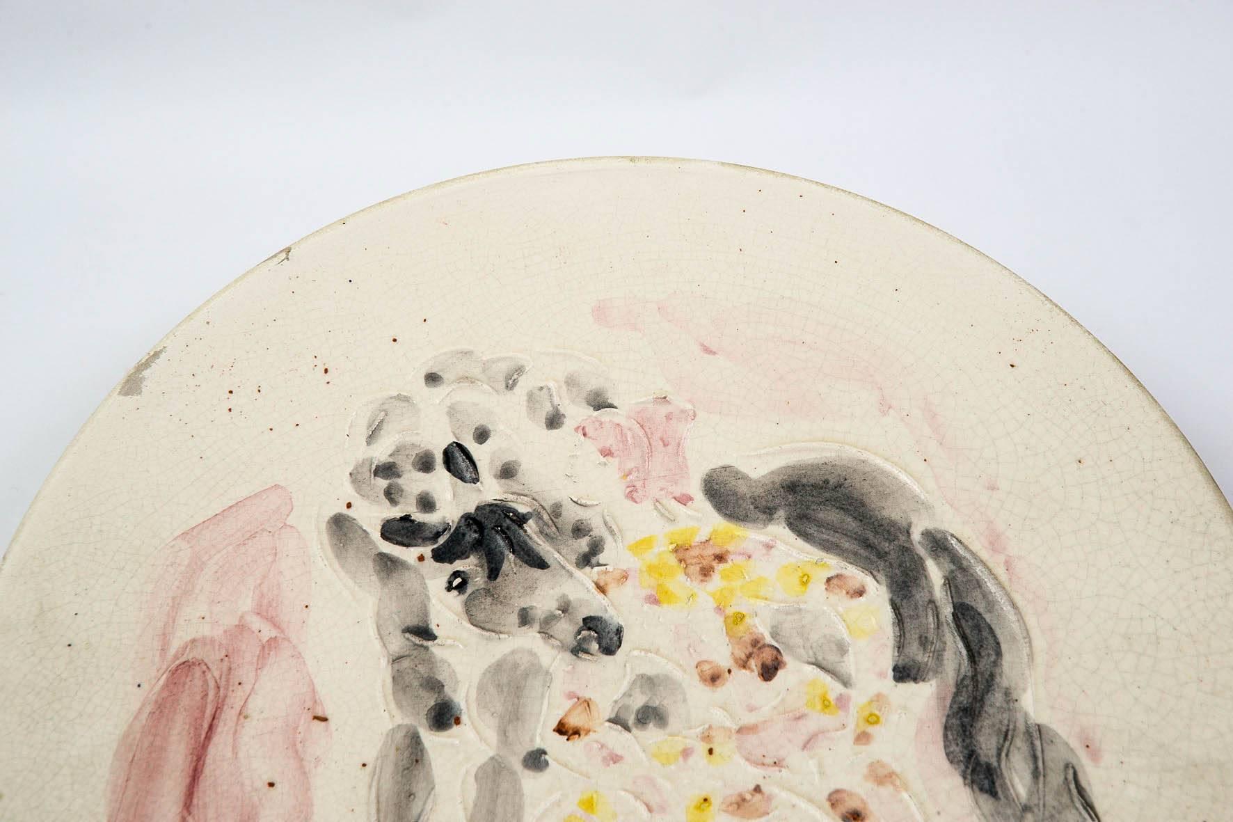 Mid-Century moderno Marcel Vertès Bellissimo piatto in ceramica al cavallo, circa 1950 in vendita