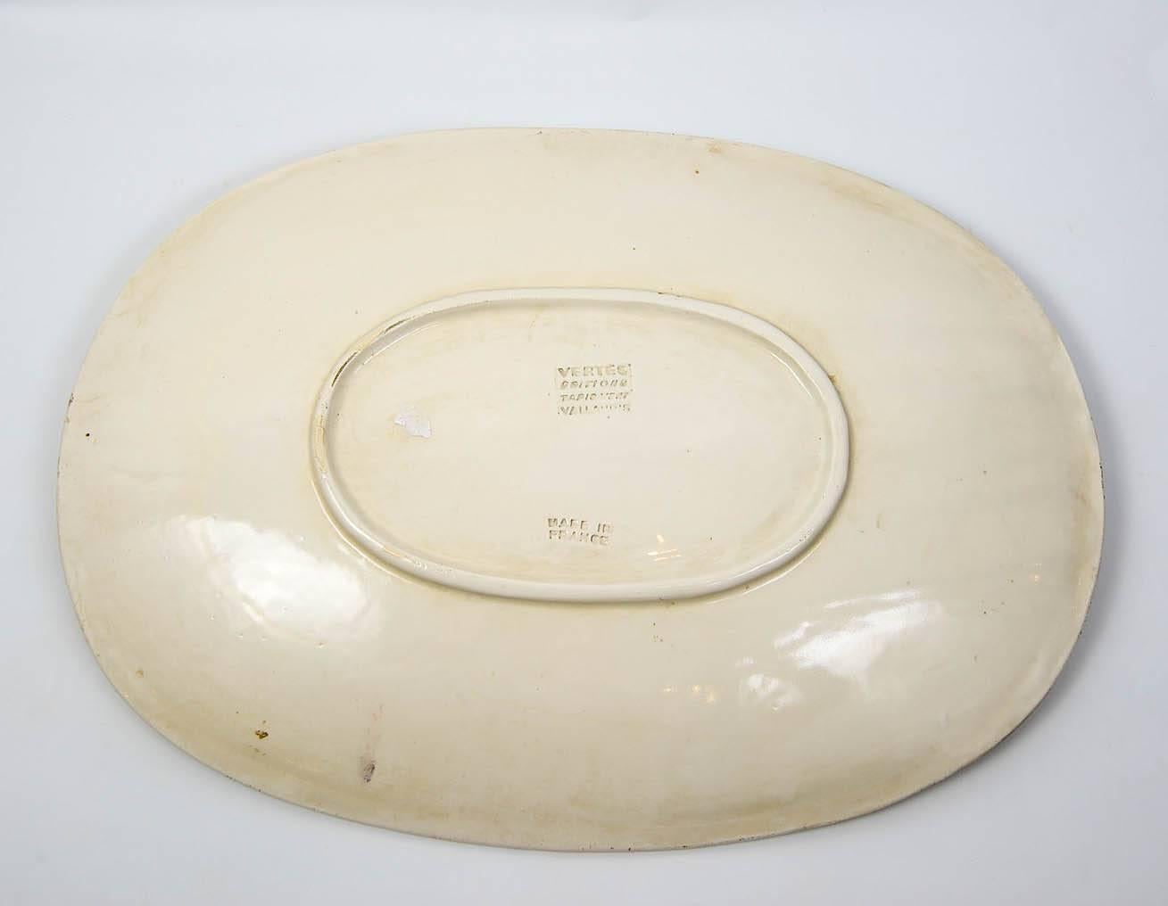 Marcel Vertes Precioso plato de cerámica, Vallauris, hacia 1955 en Excelente estado para la venta en Saint-Ouen, FR