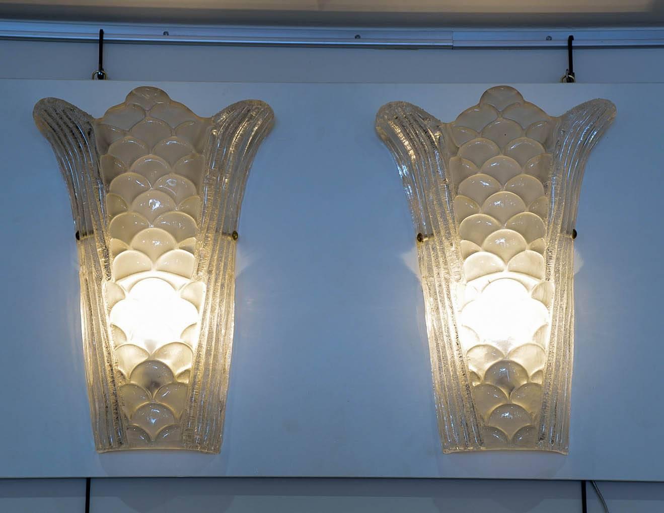 Pair of Murano Glass Wall Sconces, model 