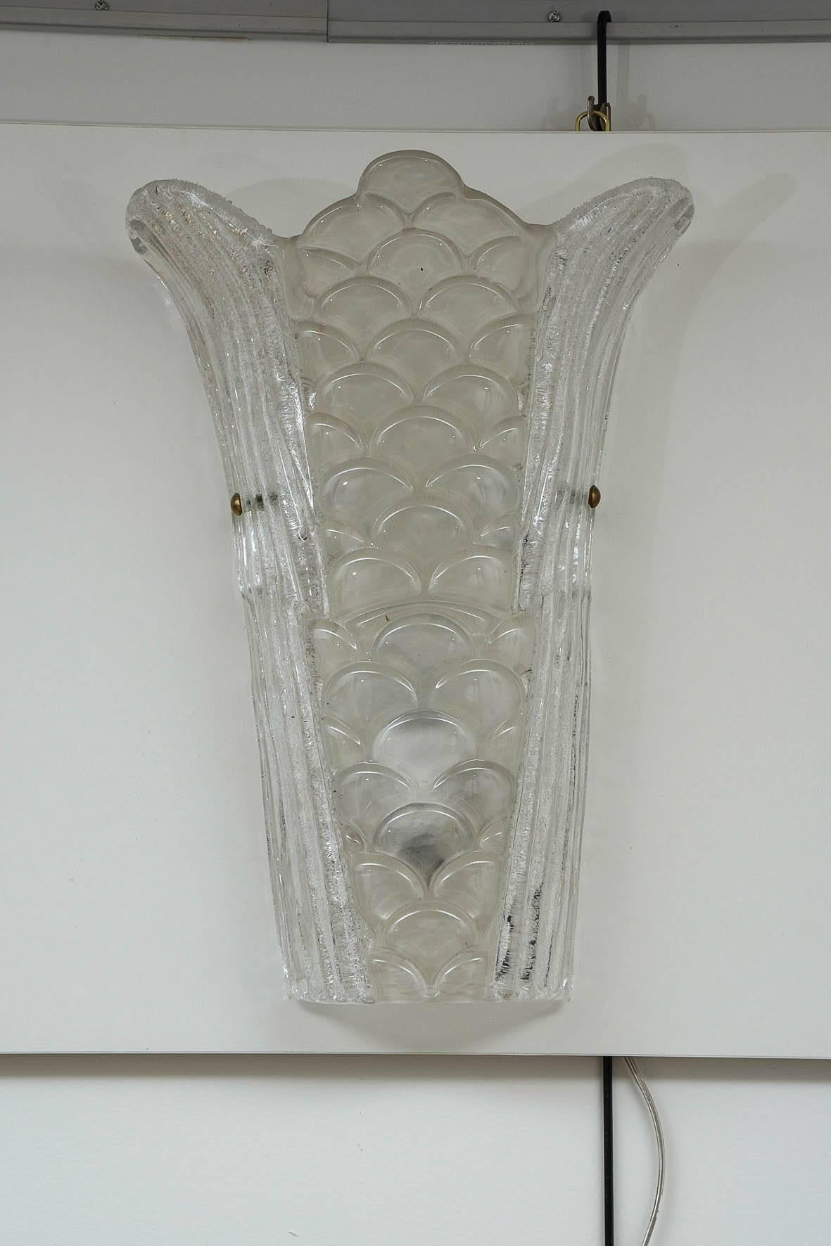 Italian Pair of Murano Glass Wall Sconces