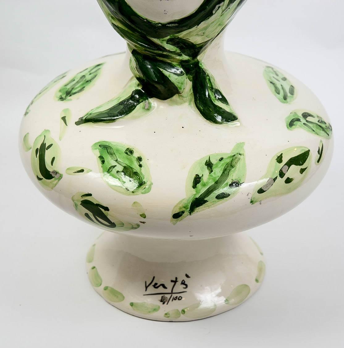 Glazed Marcel Vertes Gorgeous Vase in Ceramic, French, circa 1950