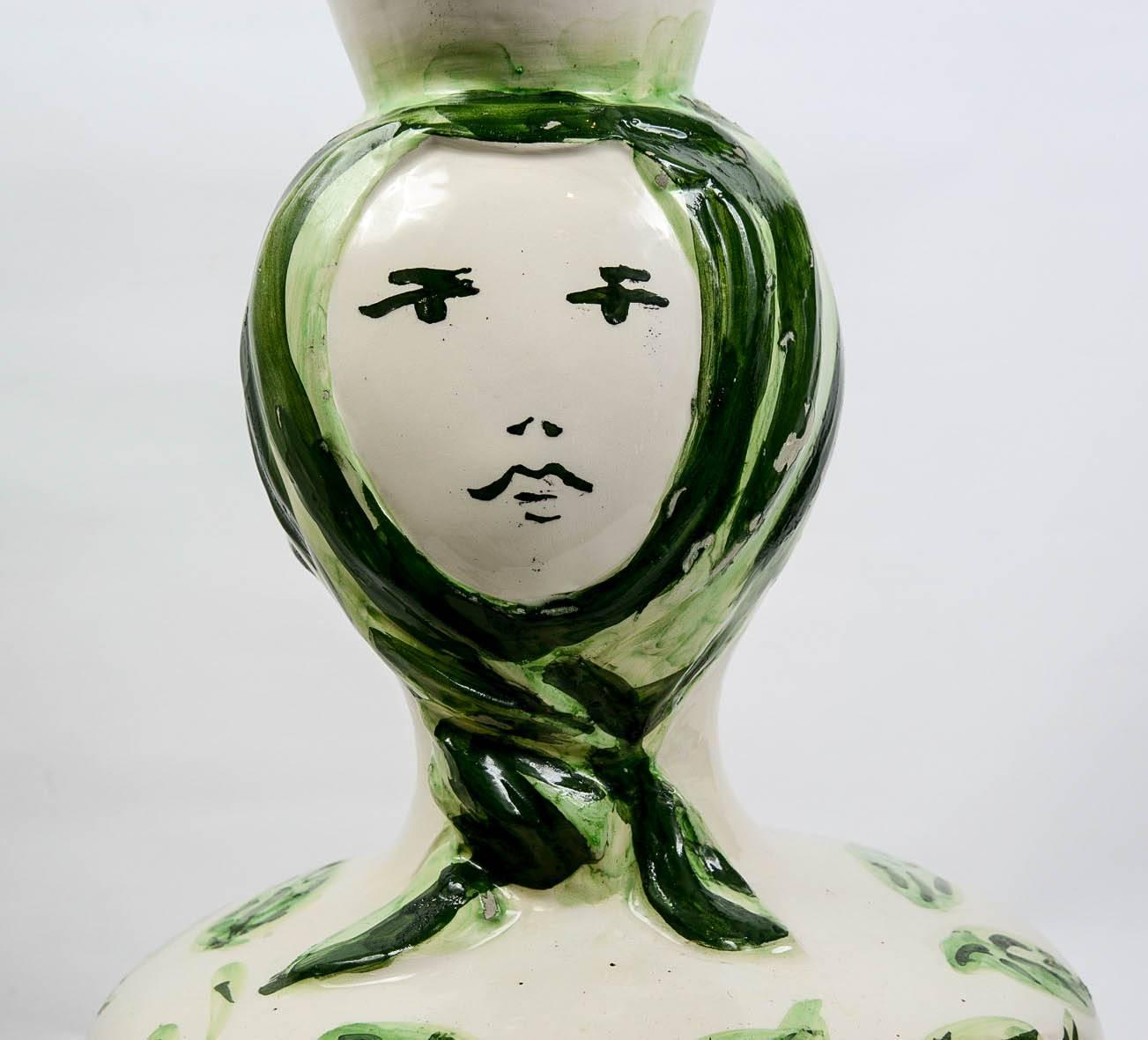 Marcel Vertes Gorgeous Vase in Ceramic, French, circa 1950 In Fair Condition In Saint-Ouen, FR