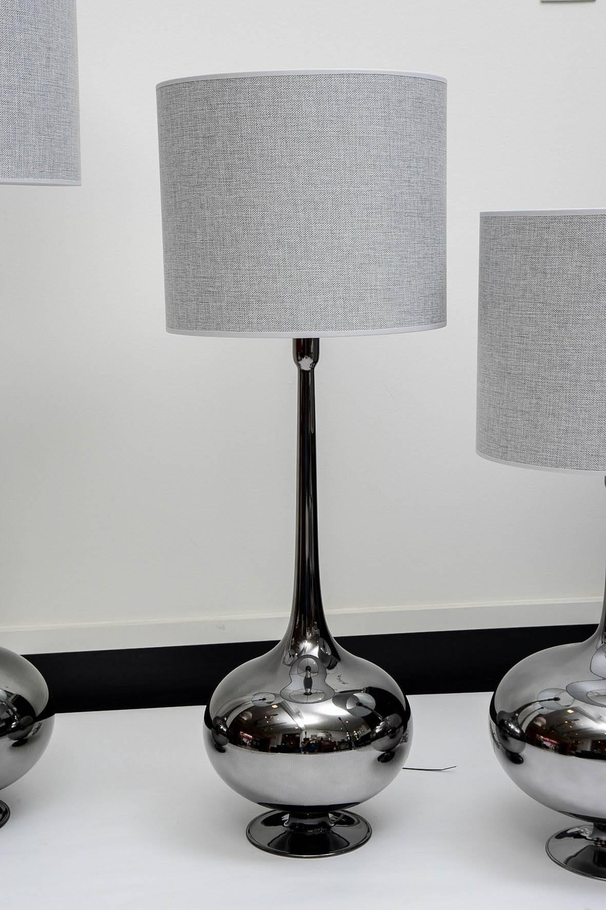 Set of Table Lamps in Glass, Silvered Titanium Patina 1