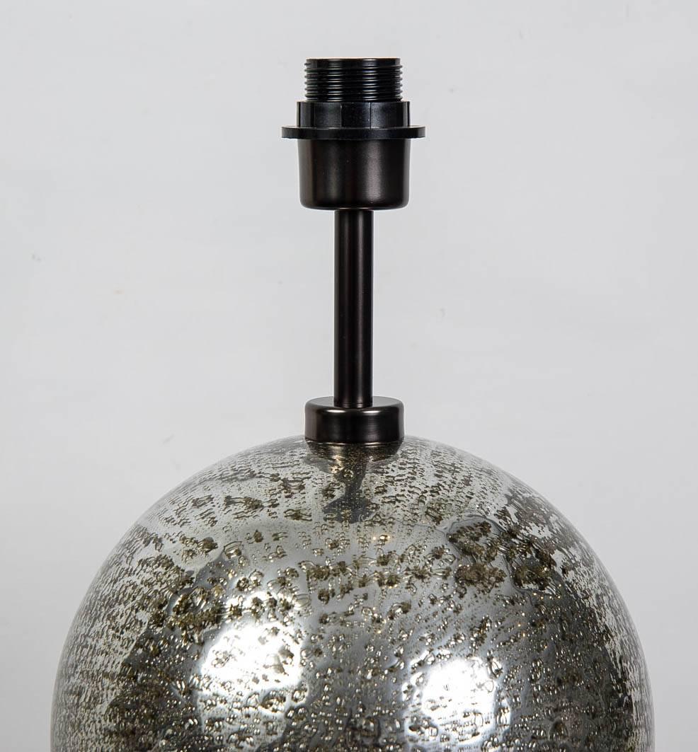 Modern  Pair Of Bubbled Glass Table Lamps