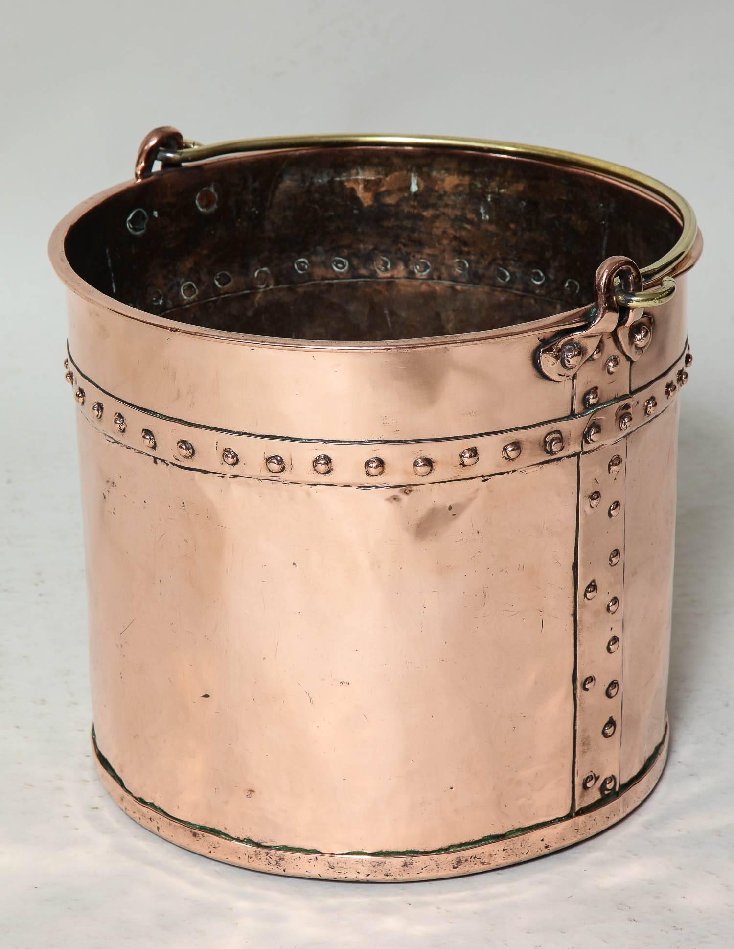 Georgian English Riveted Copper Bucket