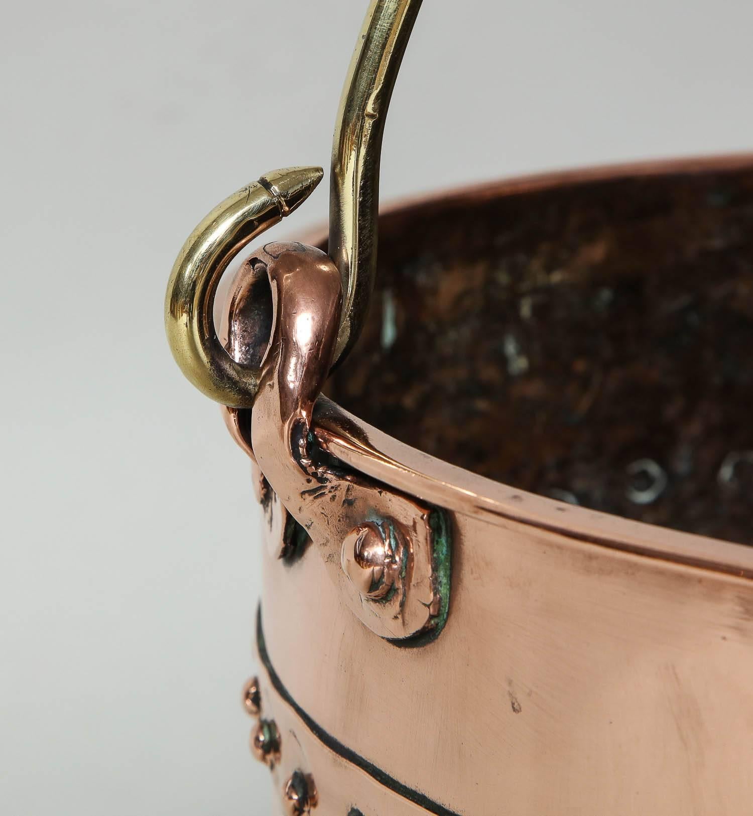 English Riveted Copper Bucket In Excellent Condition In Greenwich, CT