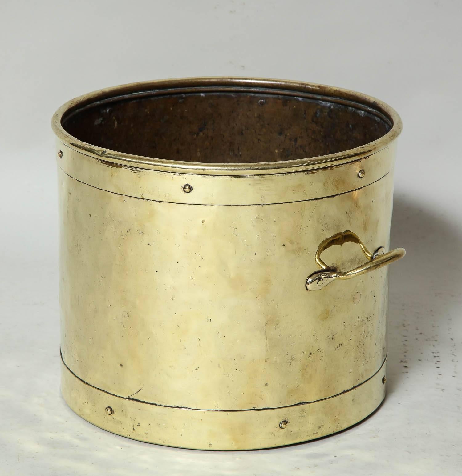 19th Century English Brass Kindling Bin