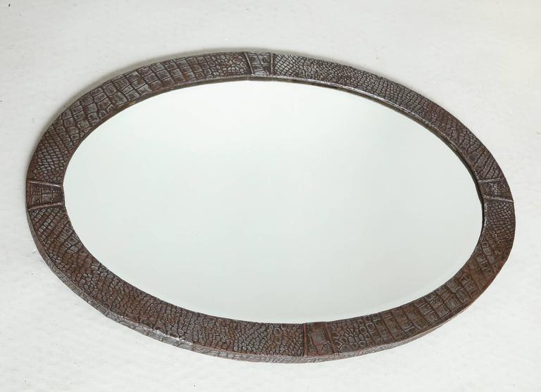 English Steel Oval Arts and Crafts Mirror at 1stDibs
