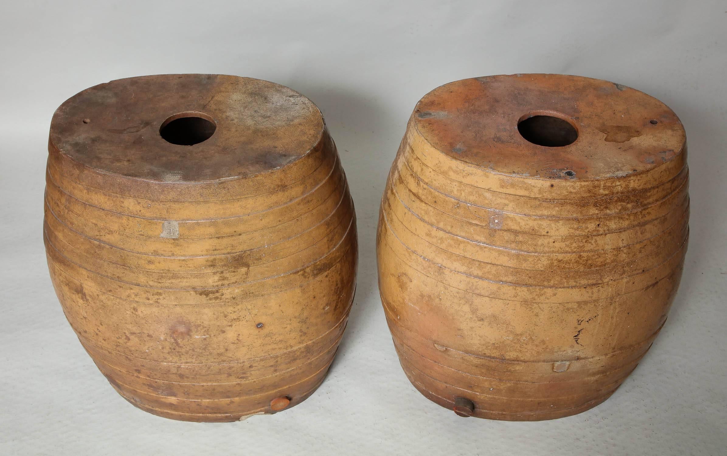 Stoneware Pair of Lambeth Pottery Barrels