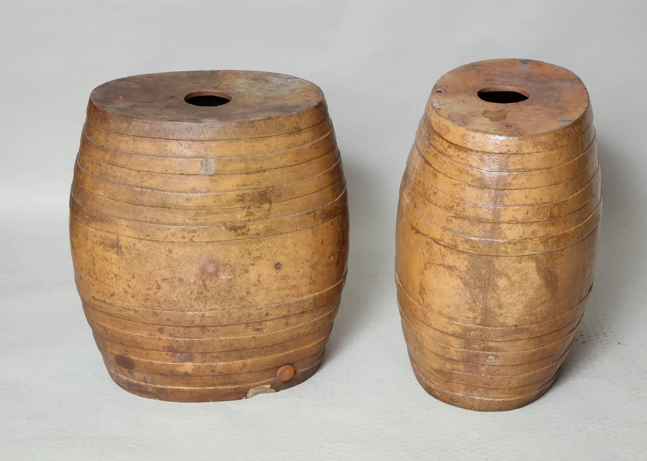 Pair of Lambeth Pottery Barrels 1