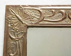 Arts and Crafts Hammered Brass Mirror