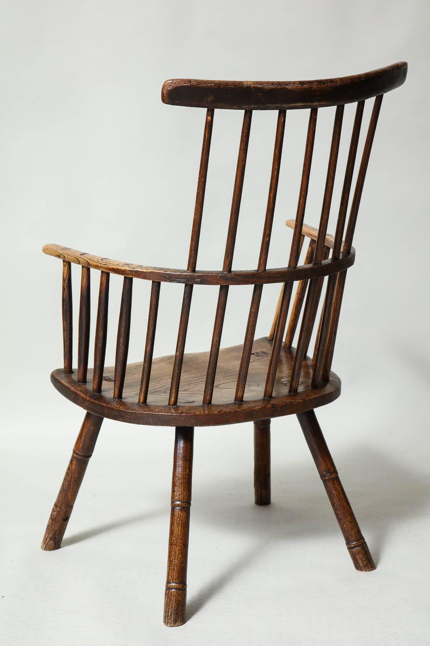 Late 18th Century Rustic 18th Century English Comb Back Windsor Armchair