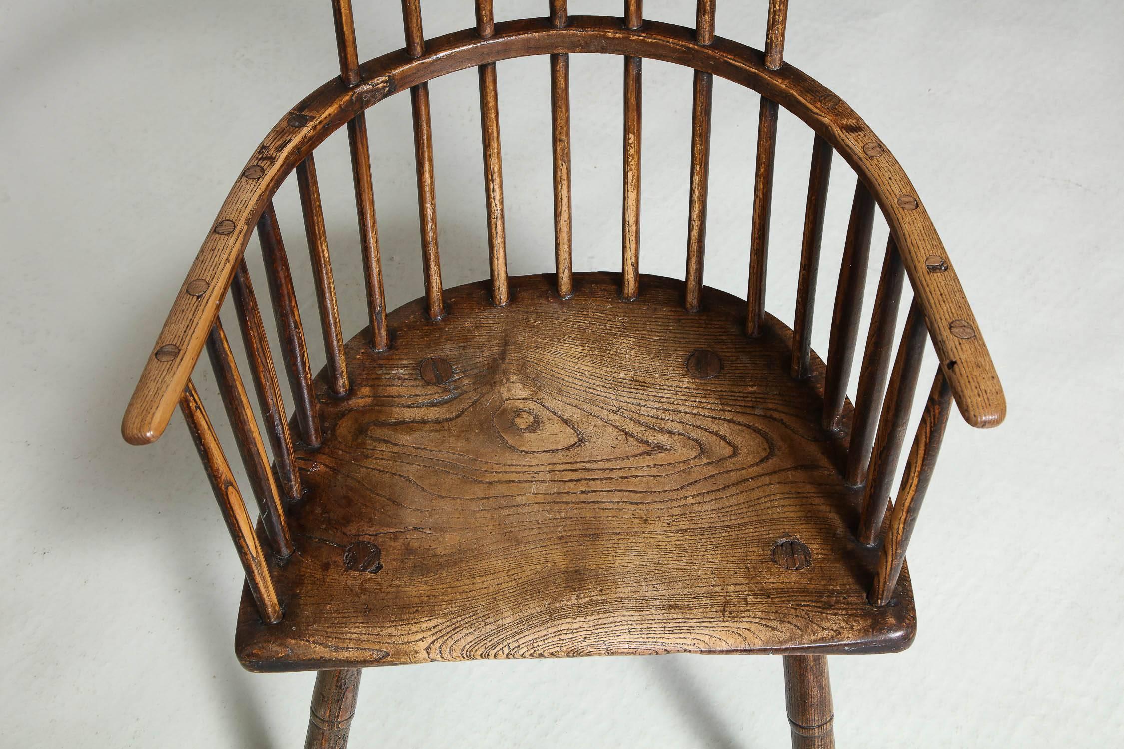 Rustic 18th Century English Comb Back Windsor Armchair 1