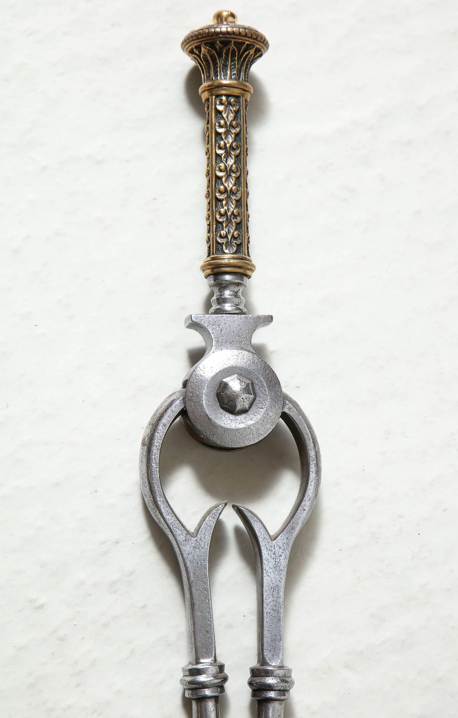 19th Century Fine Set of Georgian Firetools For Sale