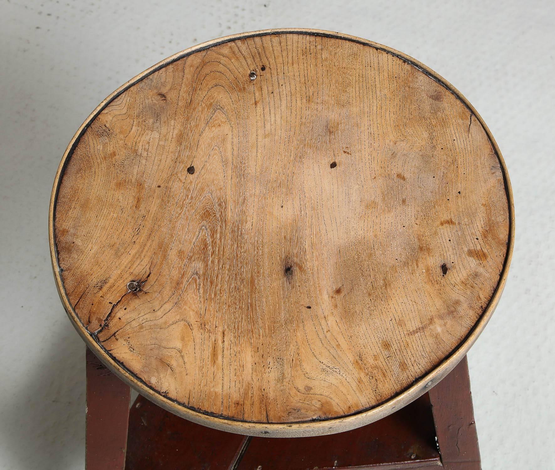 Rustic Diminutive Scrubbed Elm Cricket Table