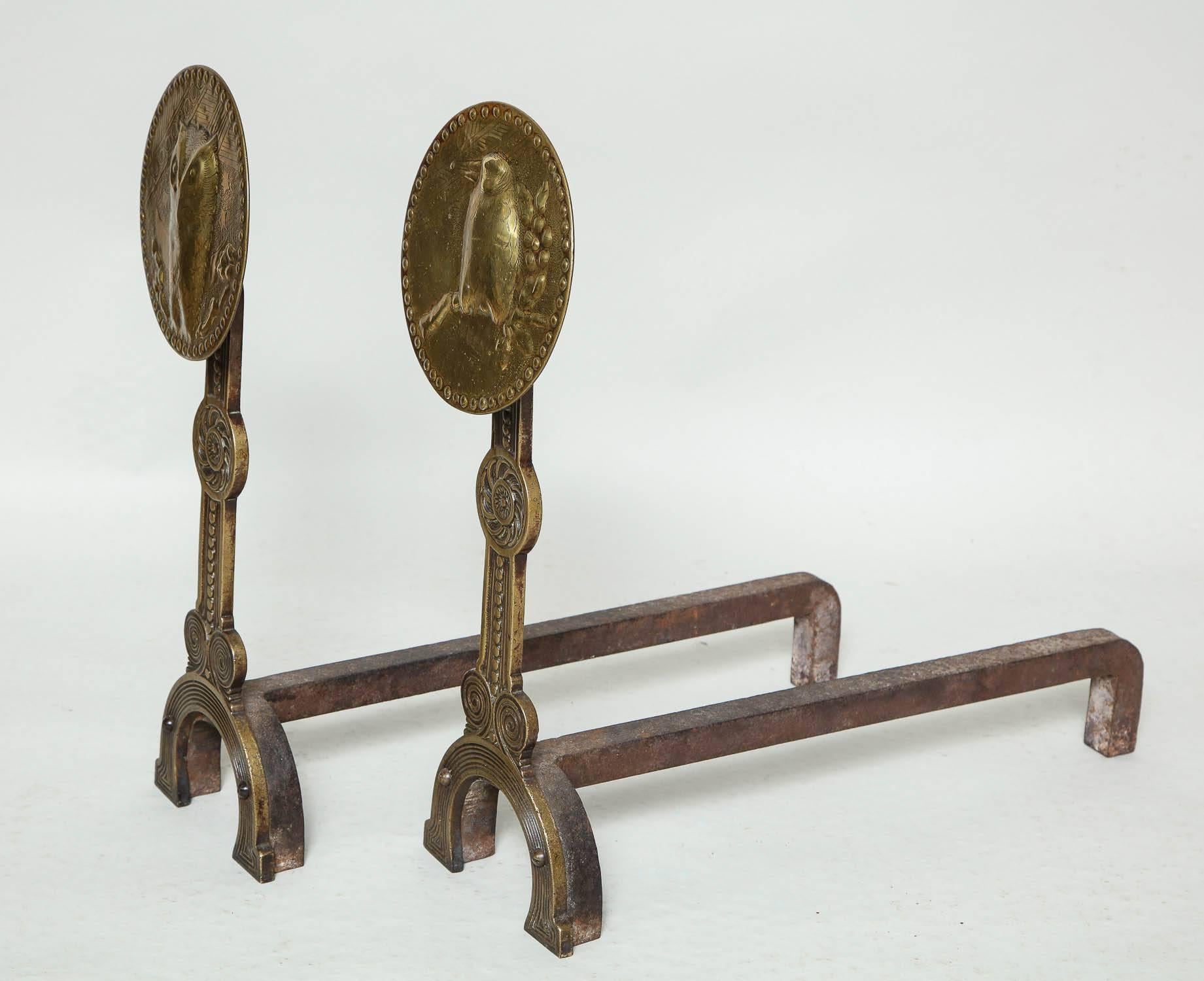 Late 19th Century Pair of Aesthetic Movement Andirons