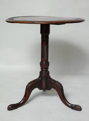 Carved Burl Wood Tripod Table