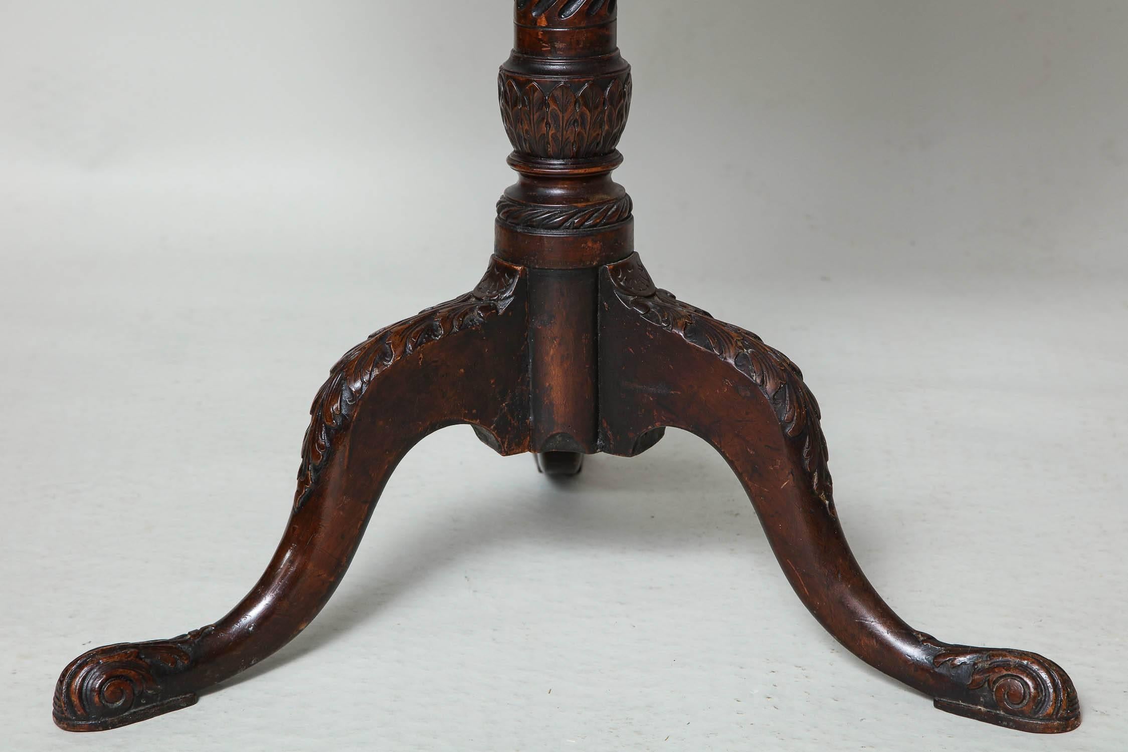 19th Century Carved Burl Wood Tripod Table