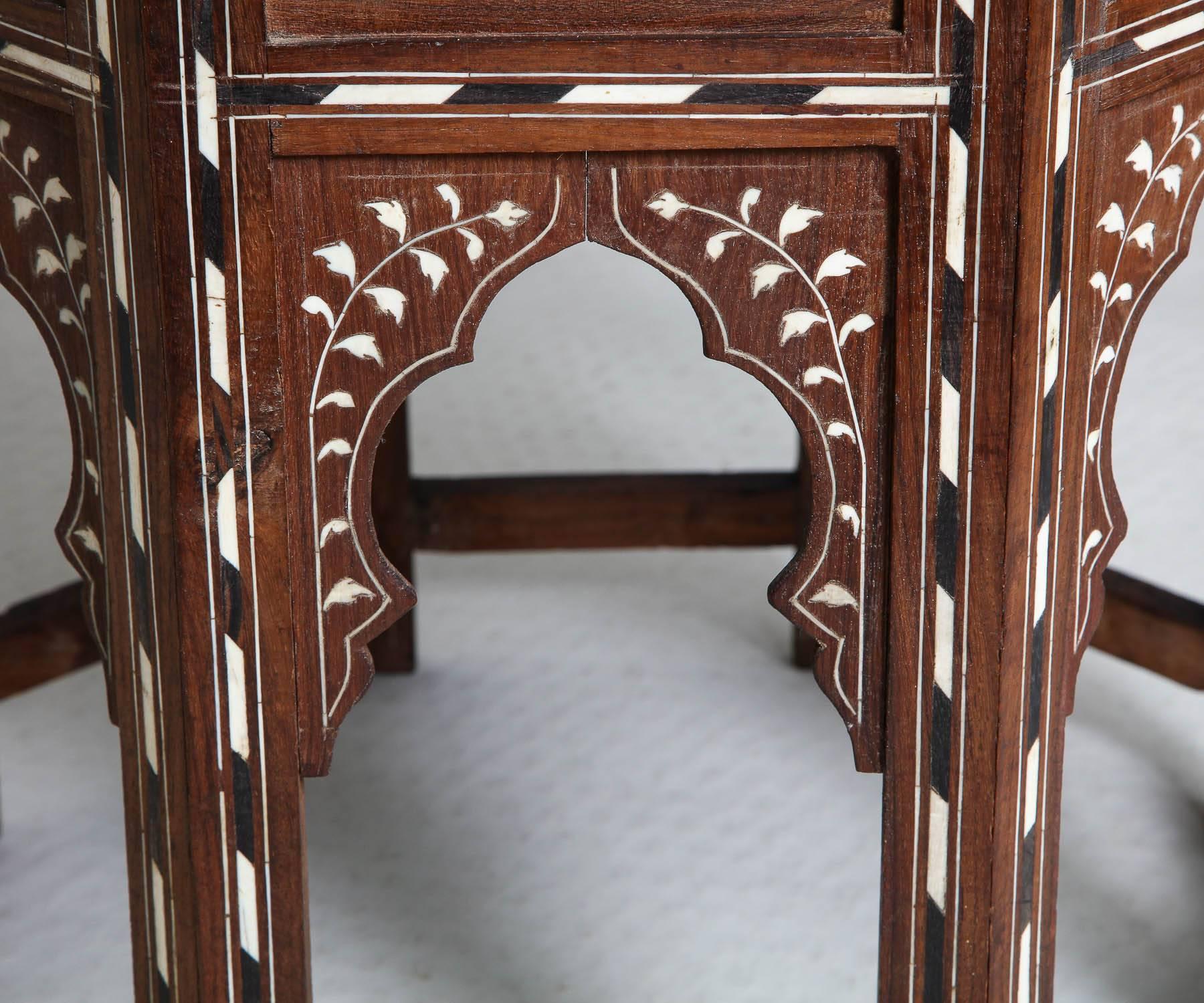 Late 19th Century Indian Bone Inlaid Sandalwood Octagonal Table