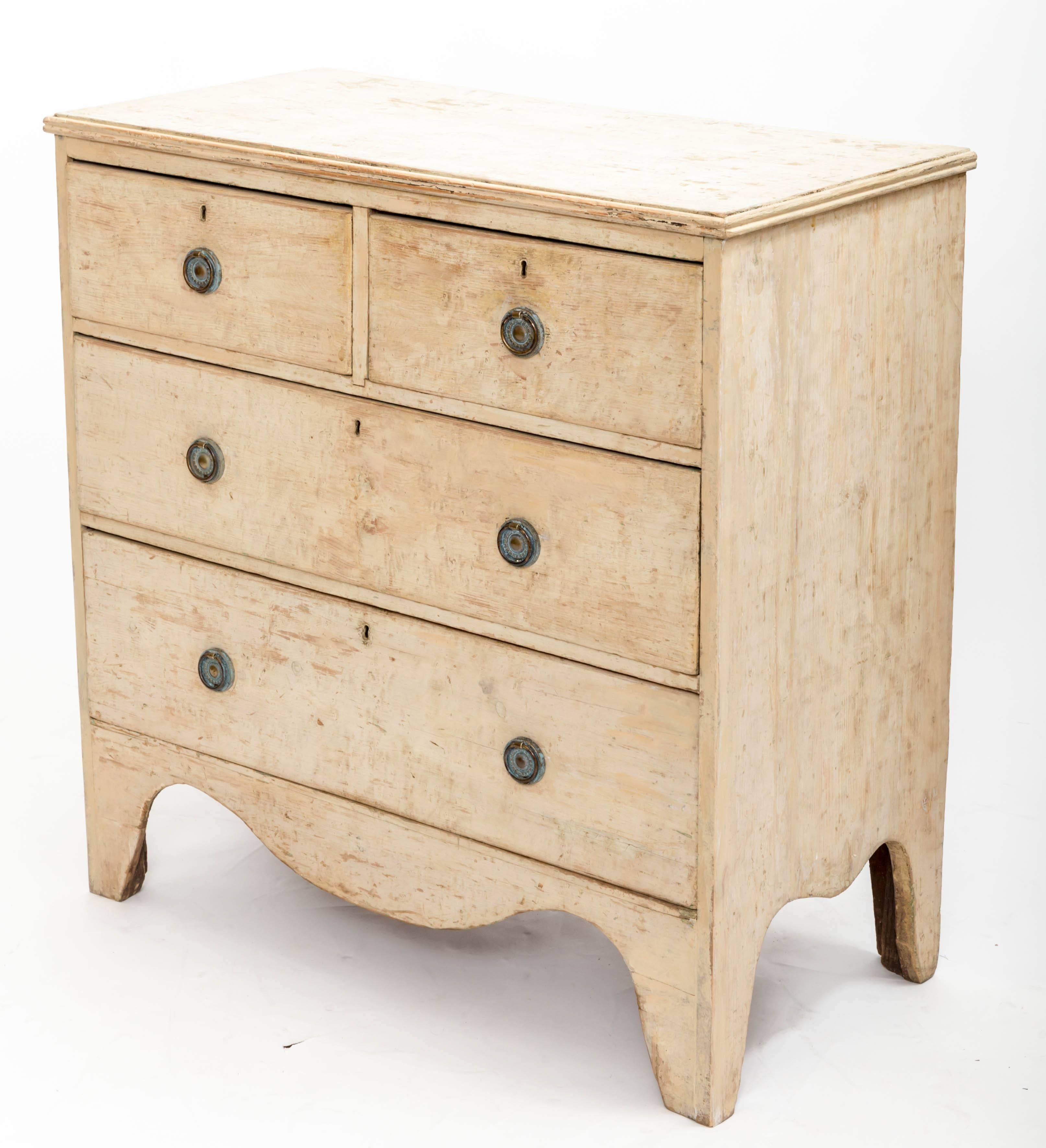 Early 19th Century Painted Chest Original Paint, England, circa 1840 4