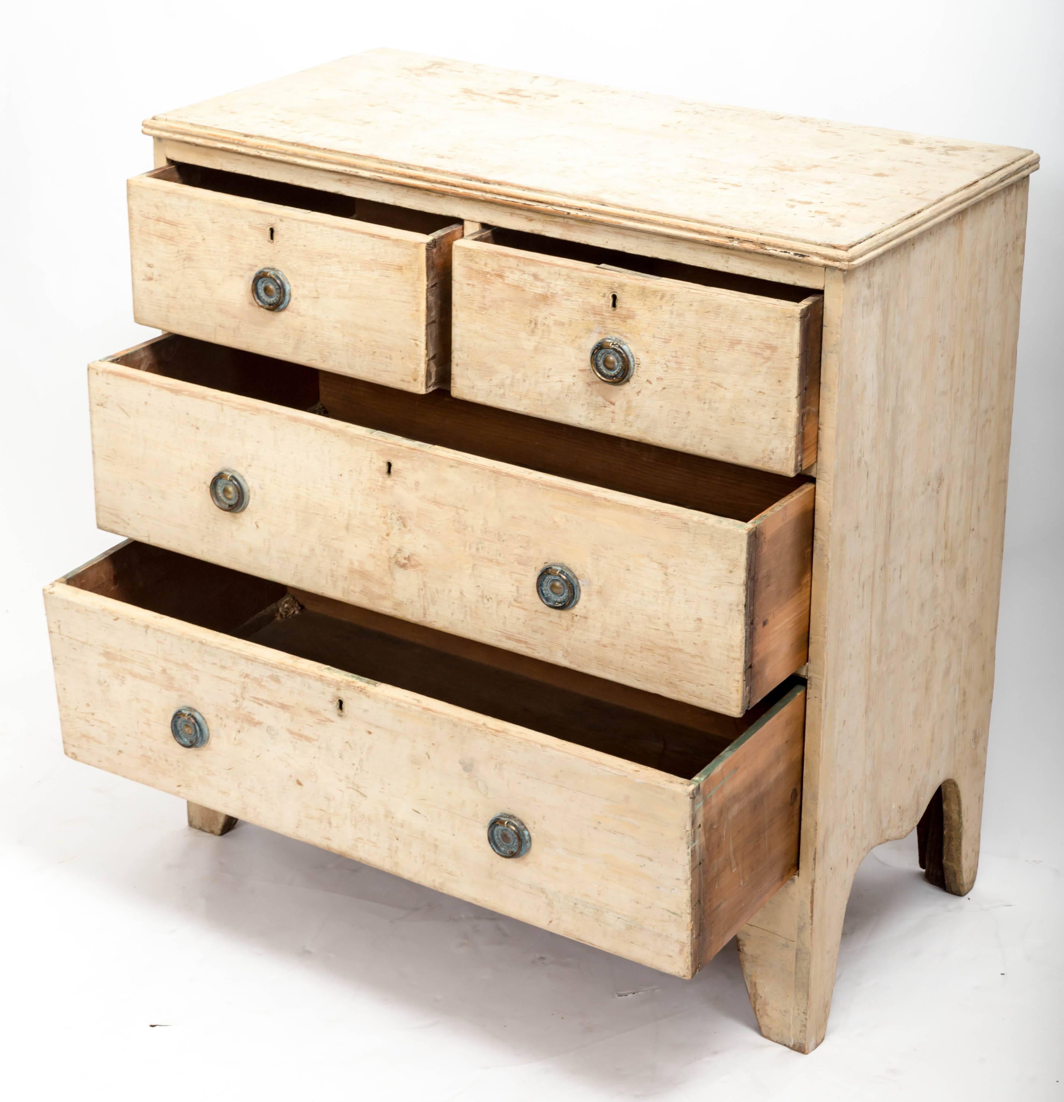 Early 19th Century Painted Chest Original Paint, England, circa 1840 5