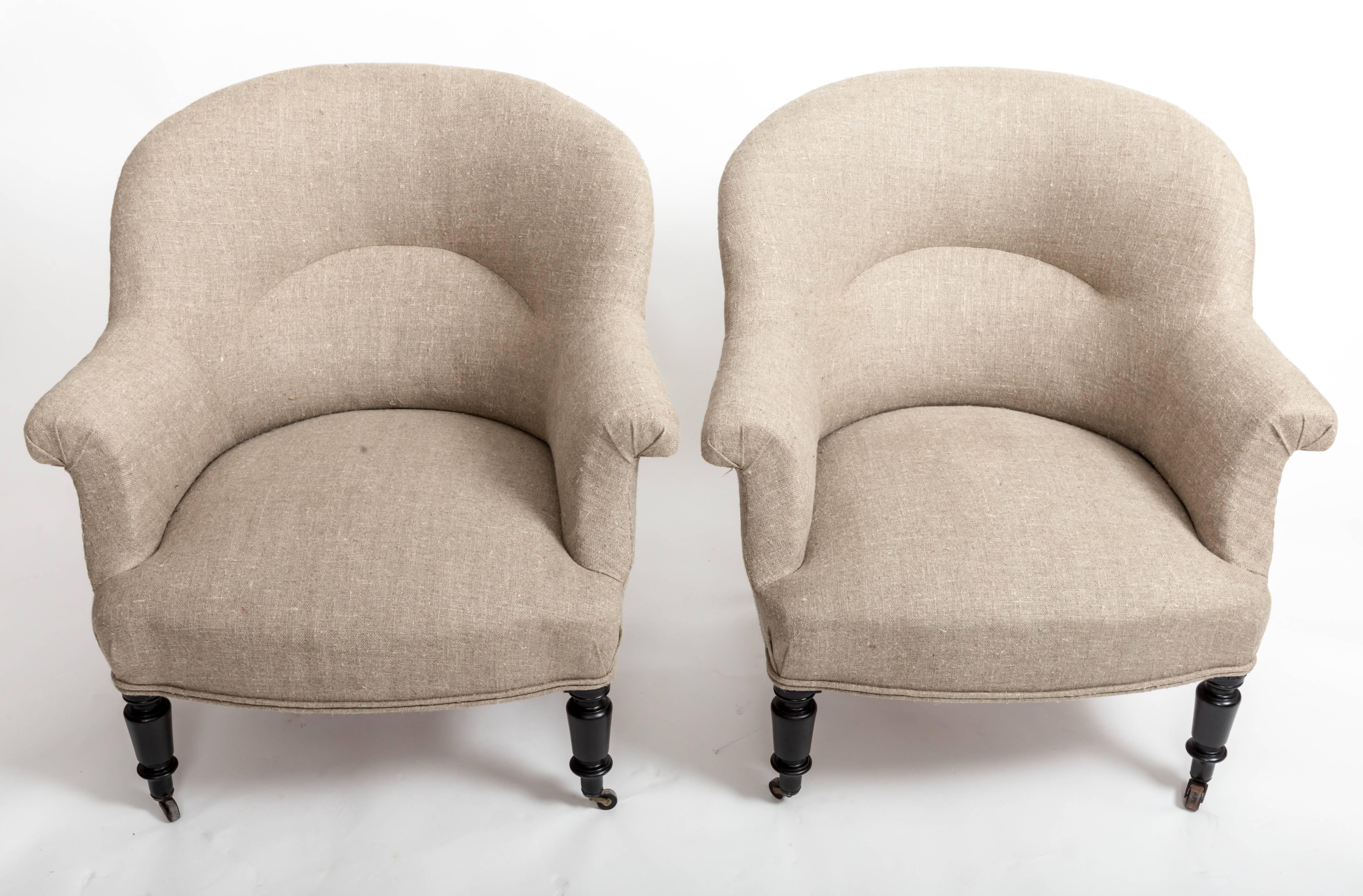 Pair of French Early 19th Century Upholstered Chairs In Good Condition In East Hampton, NY