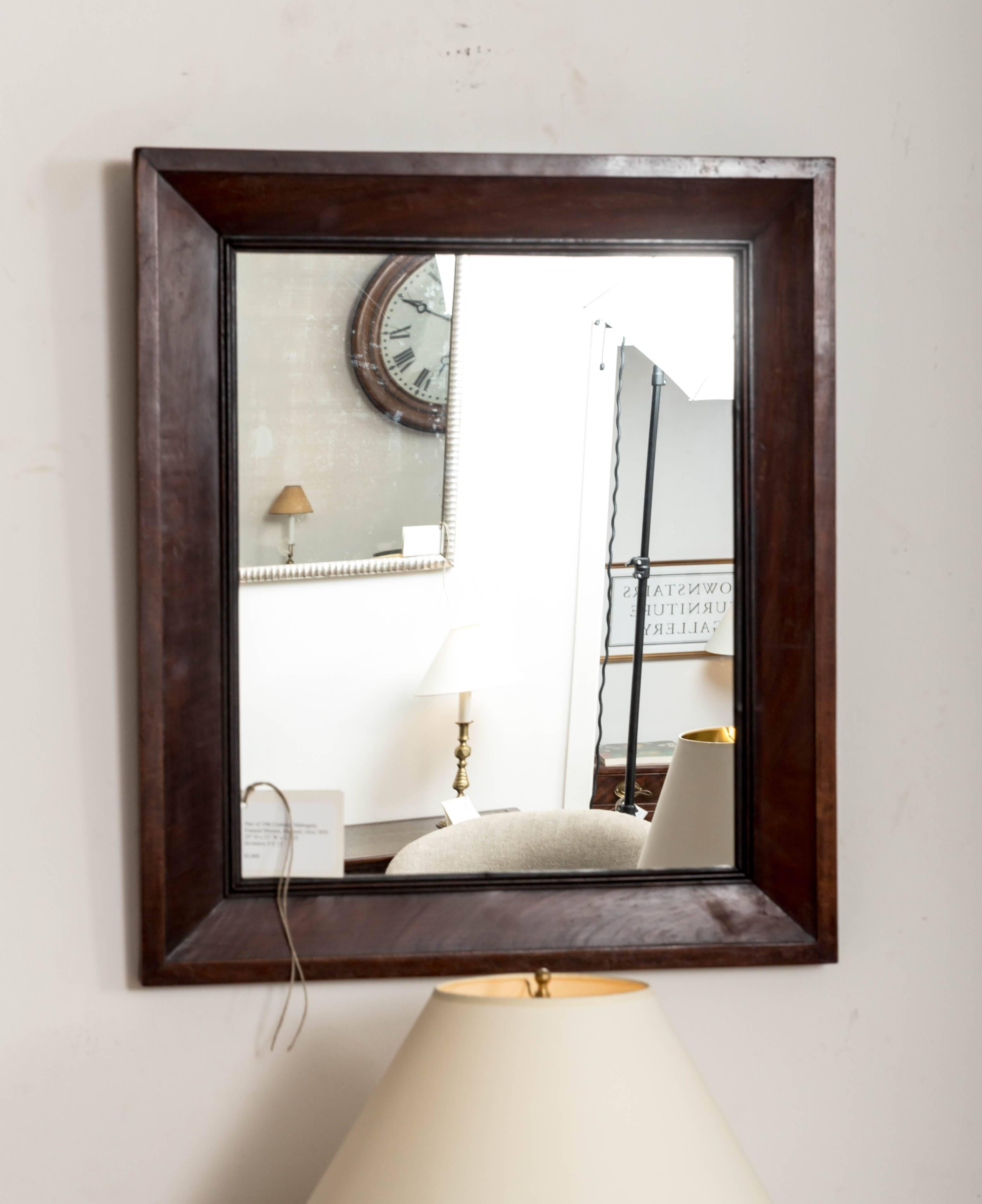 Mahagony pair of handsome 19th century picture frames refigured as a pair of mirrors.