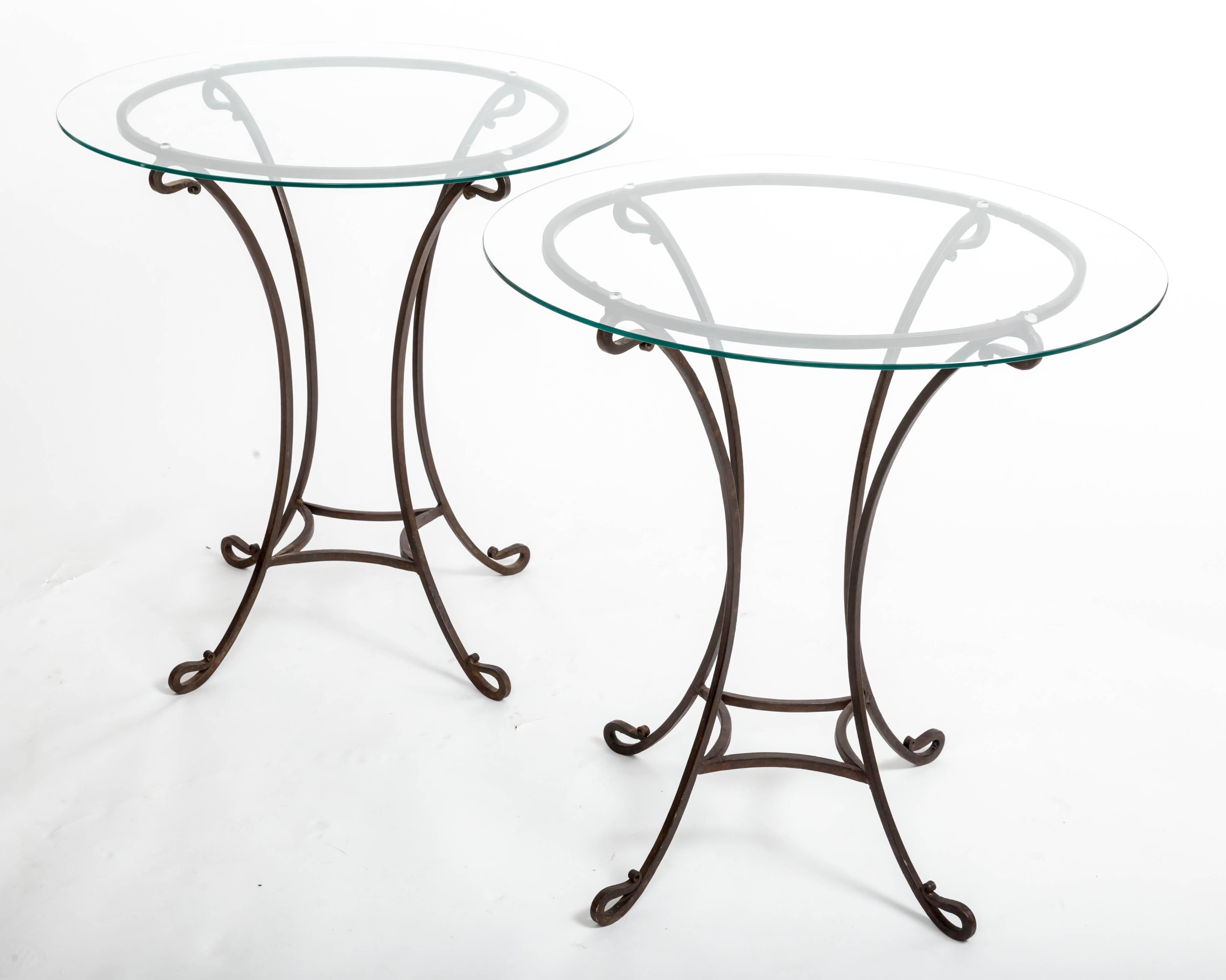 French Pair of Wrought Iron Side Tables, France, circa 1940s