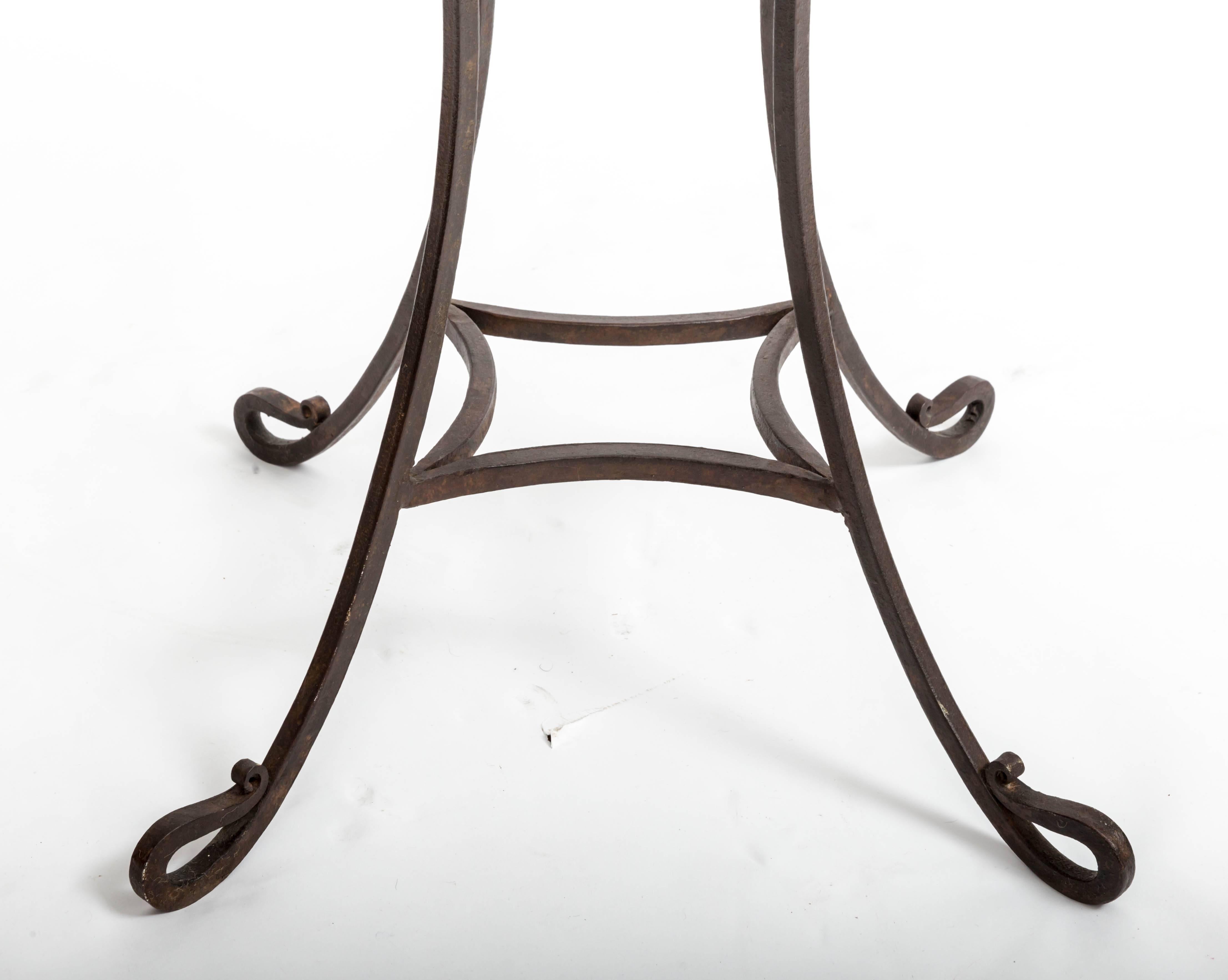 Mid-20th Century Pair of Wrought Iron Side Tables, France, circa 1940s
