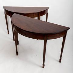 Pair of 19th Century English Mahogany Demilune Tables