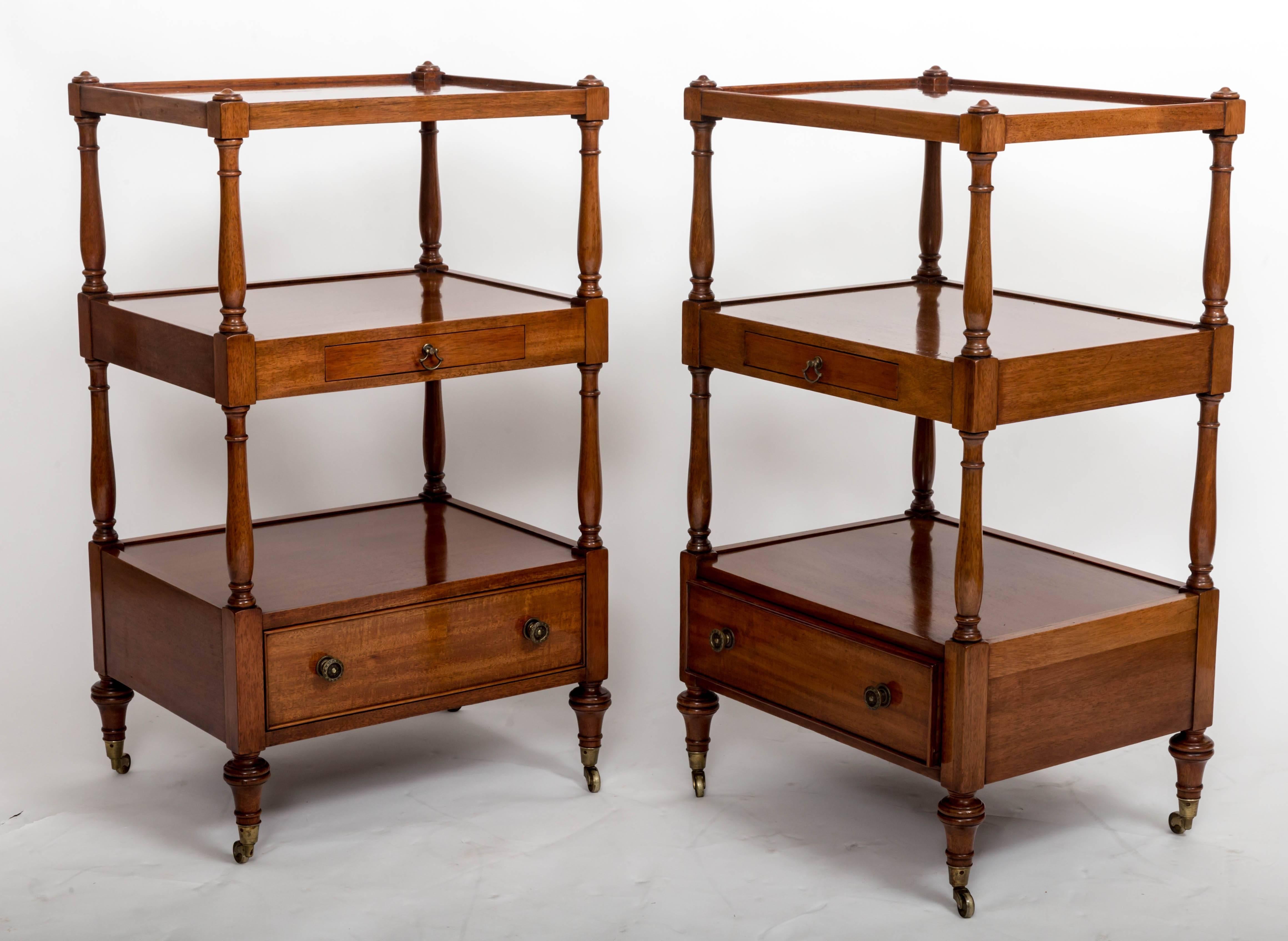 Pair of Three-Tier Bedside Etageres, England, circa 1830 In Good Condition In East Hampton, NY