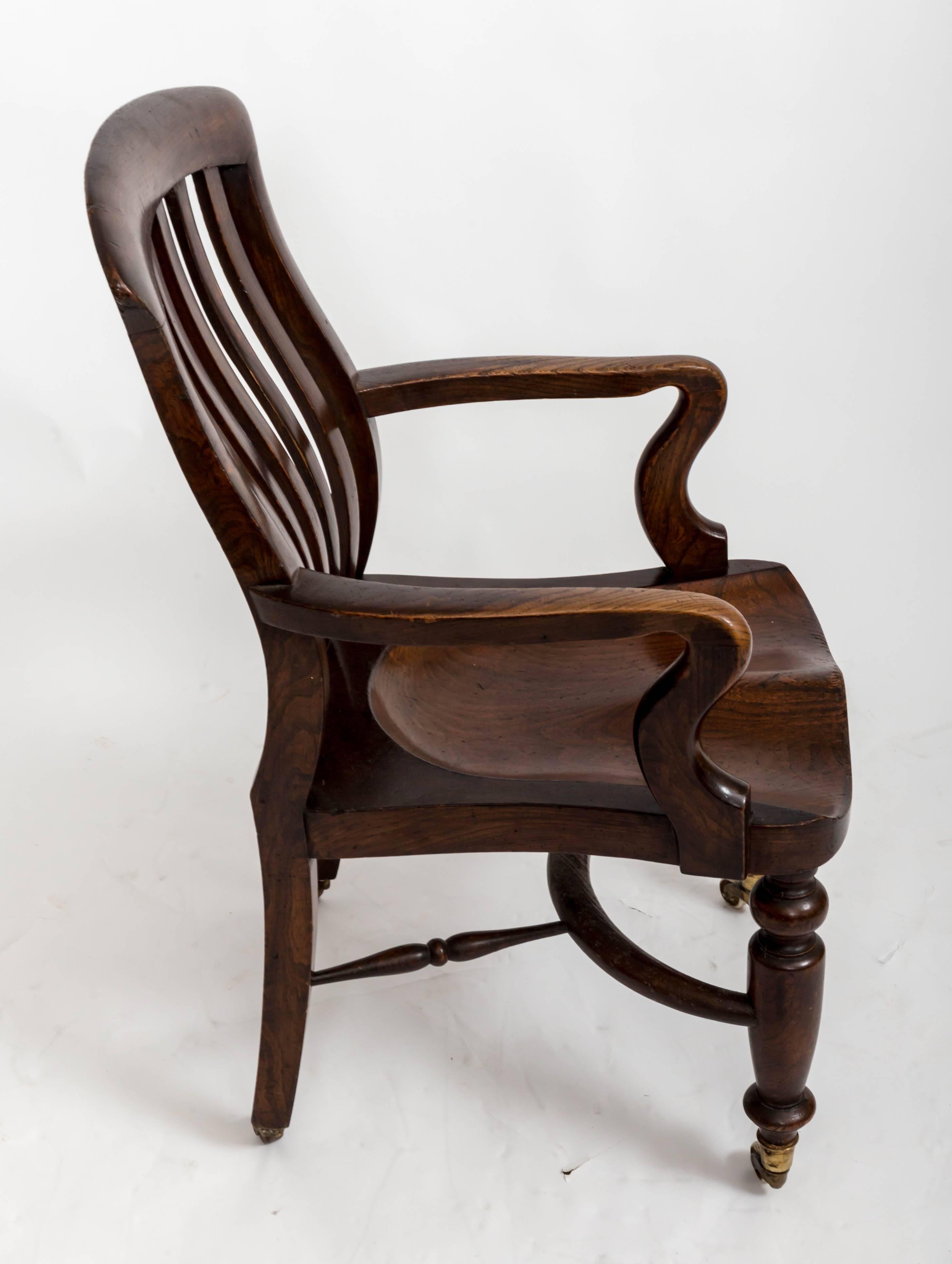 English 19th Century Elm Desk Chair England, circa 1850