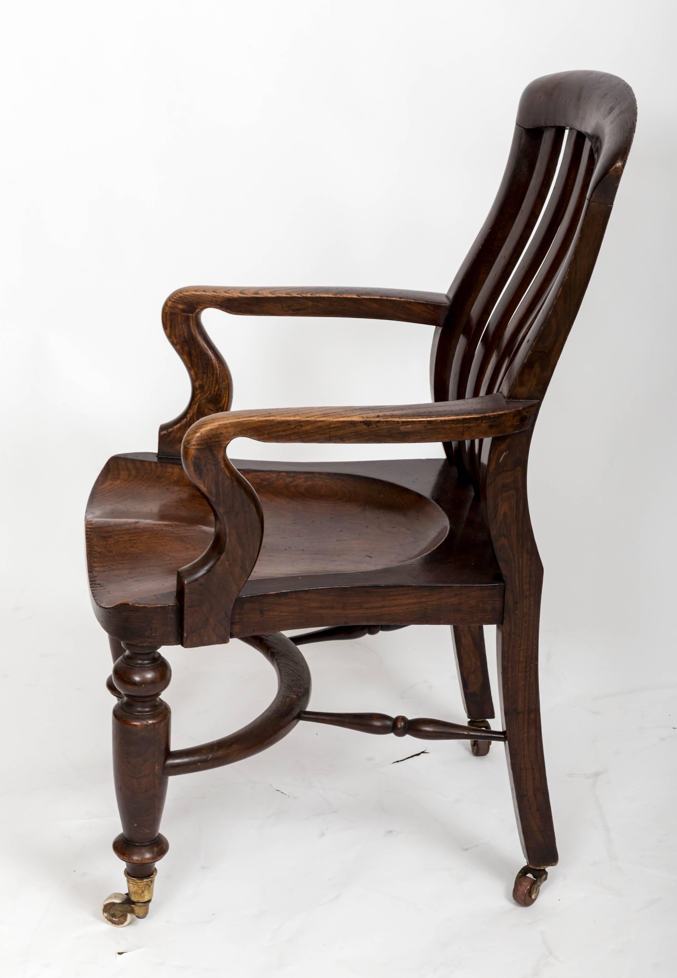 19th Century Elm Desk Chair England, circa 1850 2
