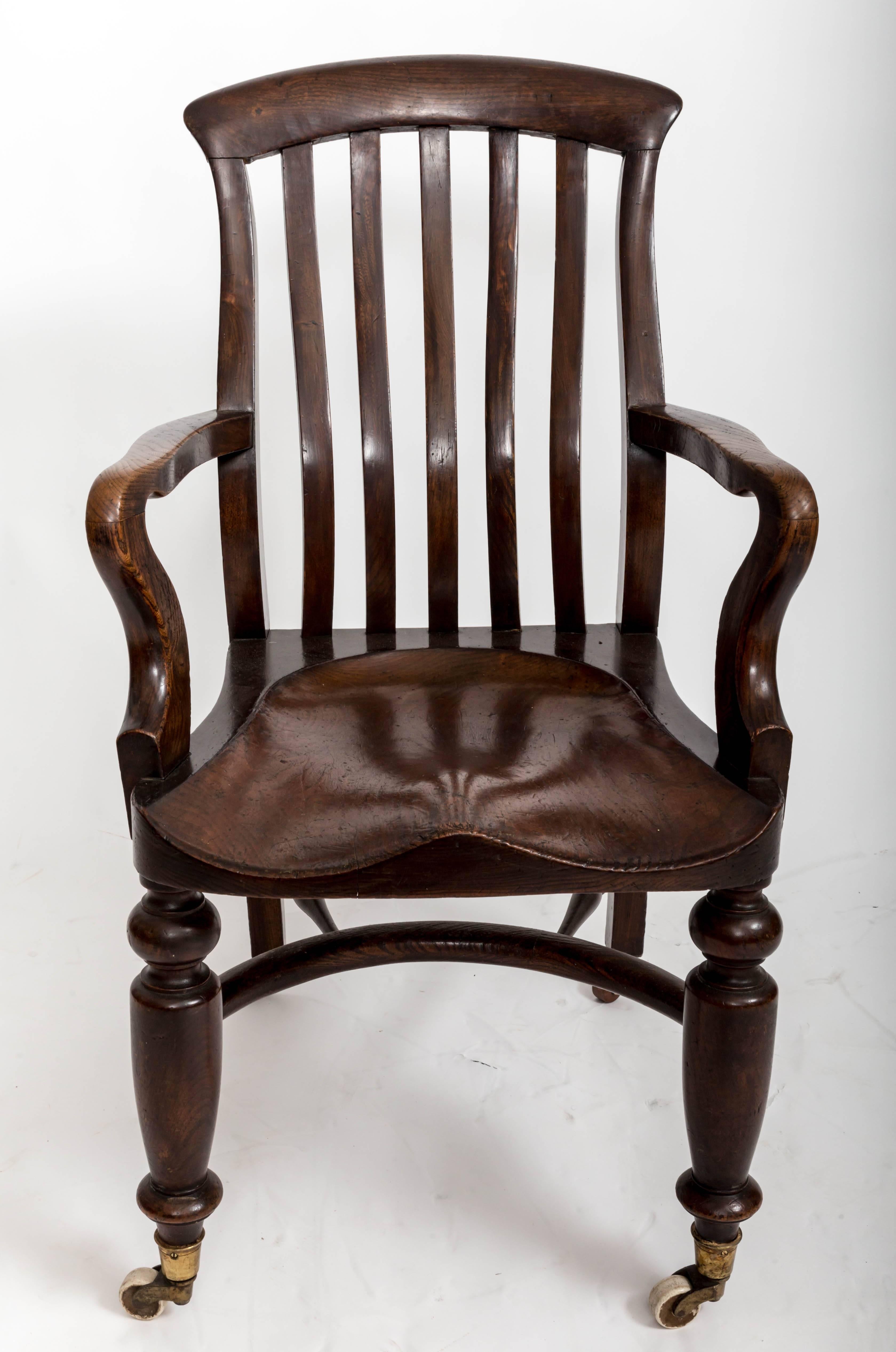 19th Century Elm Desk Chair England, circa 1850 3