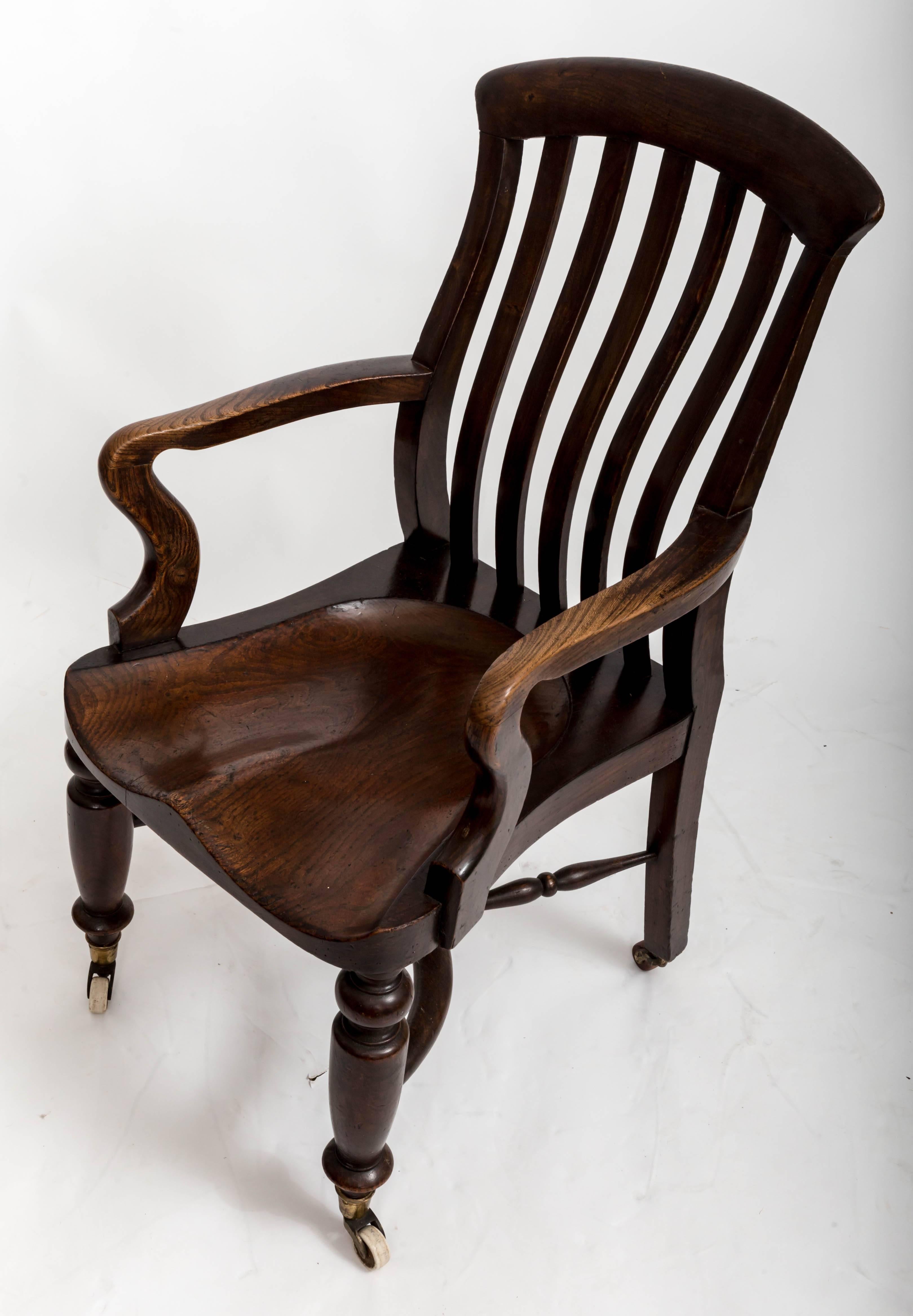 19th Century Elm Desk Chair England, circa 1850 5