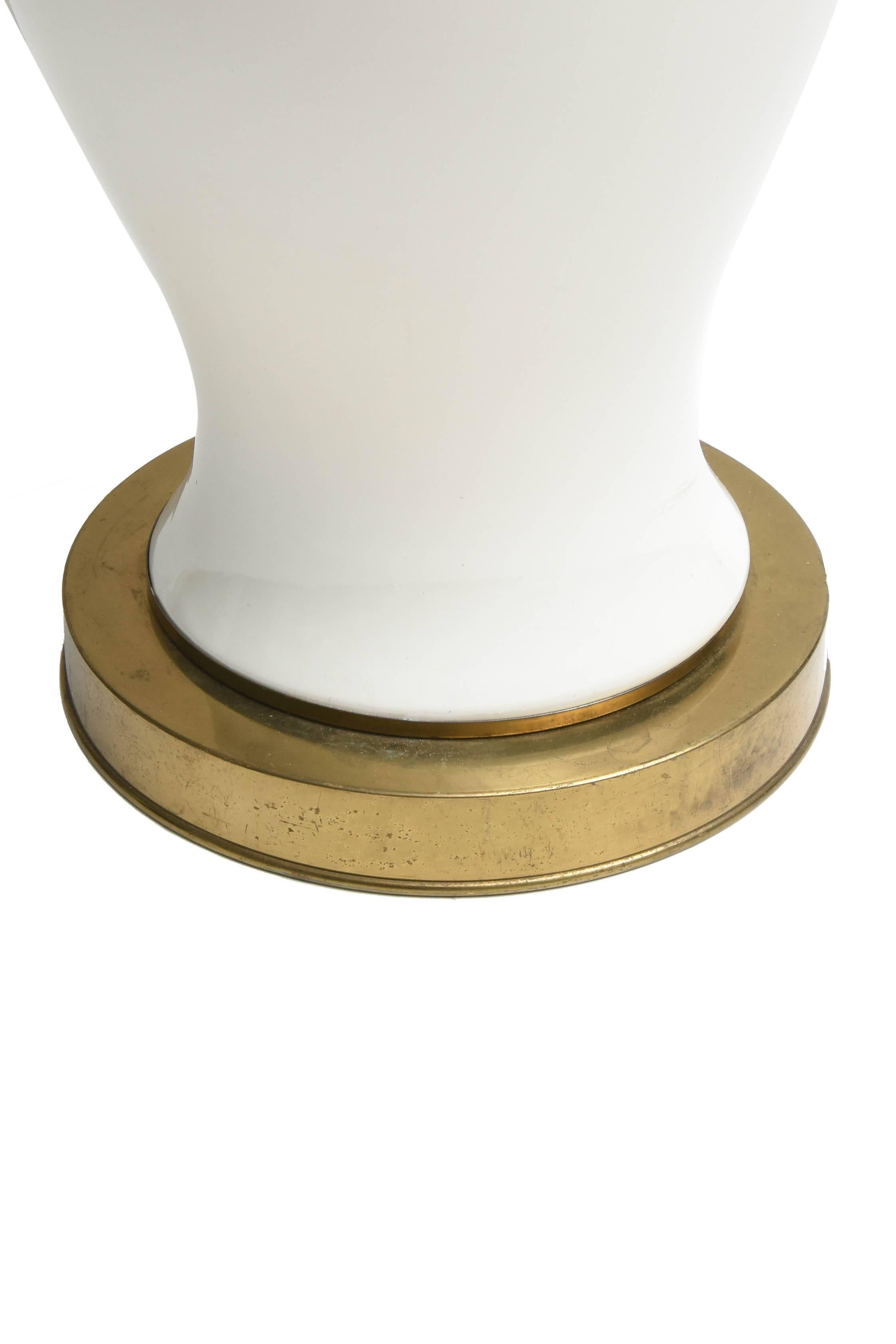 Italian Brass and Ceramic Table Lamp For Sale