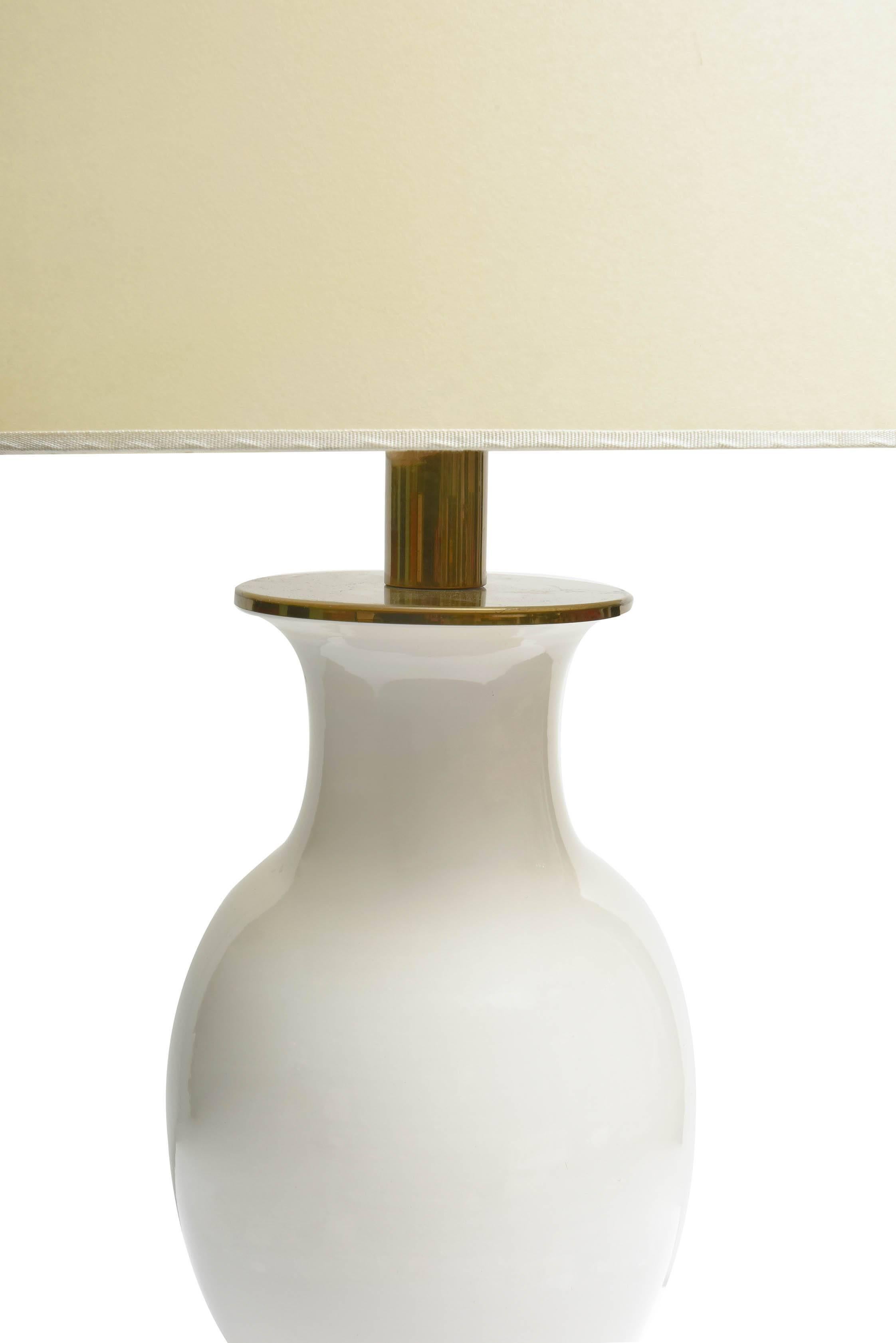 Brass and Ceramic Table Lamp In Excellent Condition For Sale In Milan, IT