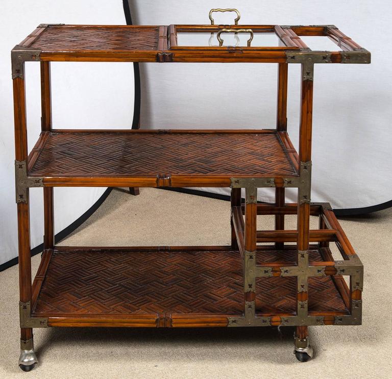 English Bamboo Bar Cart For Sale at 1stDibs