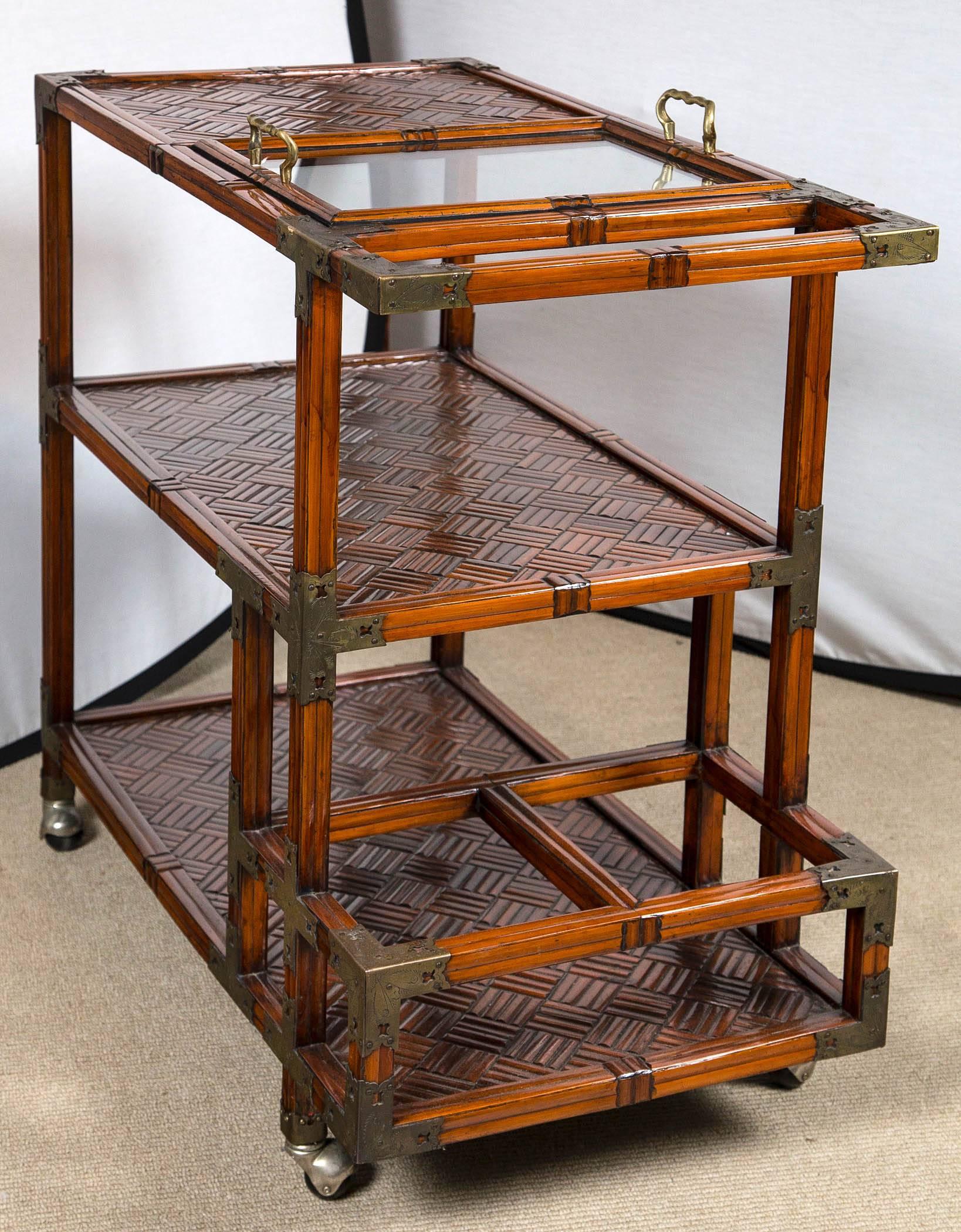 English Bamboo Bar Cart For Sale 1