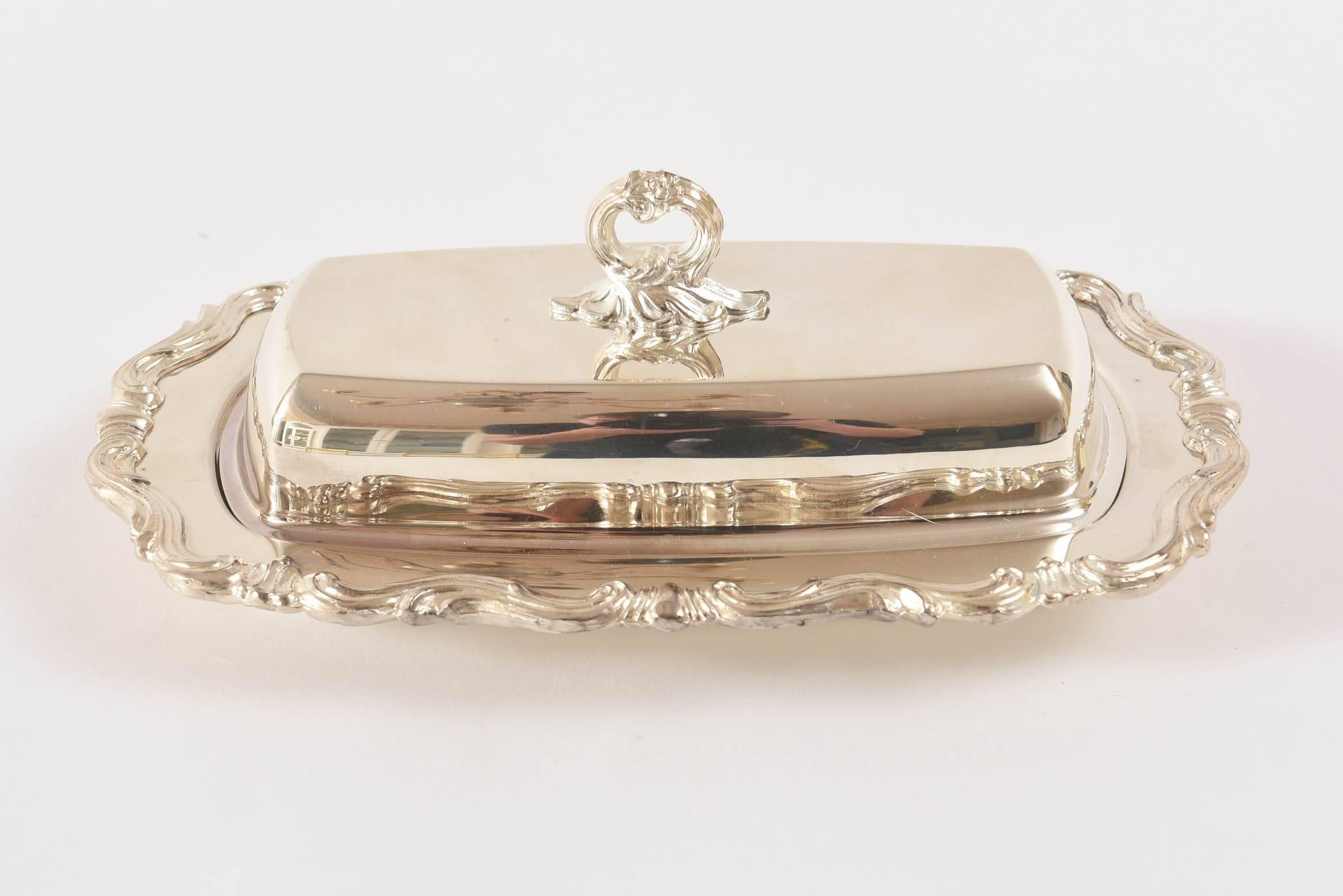 silver plate butter dish