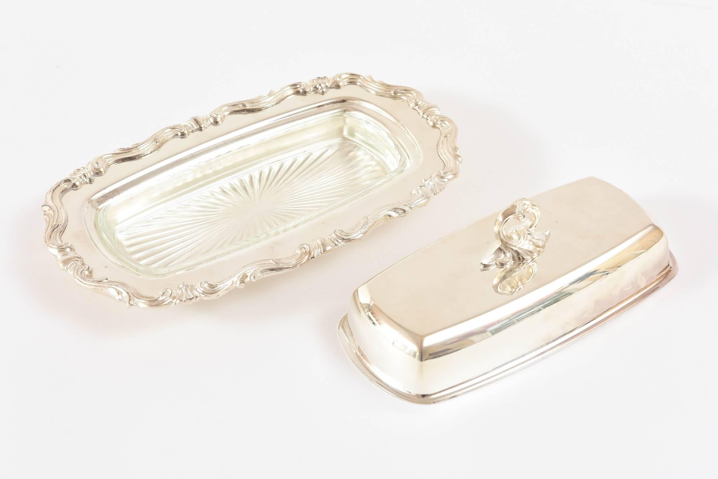 American Charming Silver Plated Butter Dish, Vintage