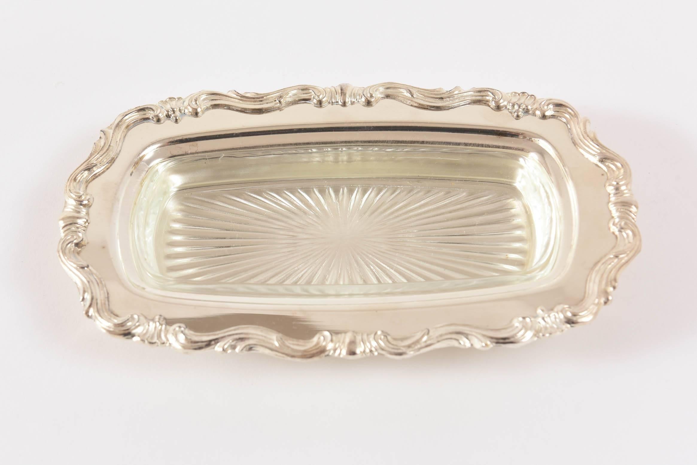 Hand-Crafted Charming Silver Plated Butter Dish, Vintage