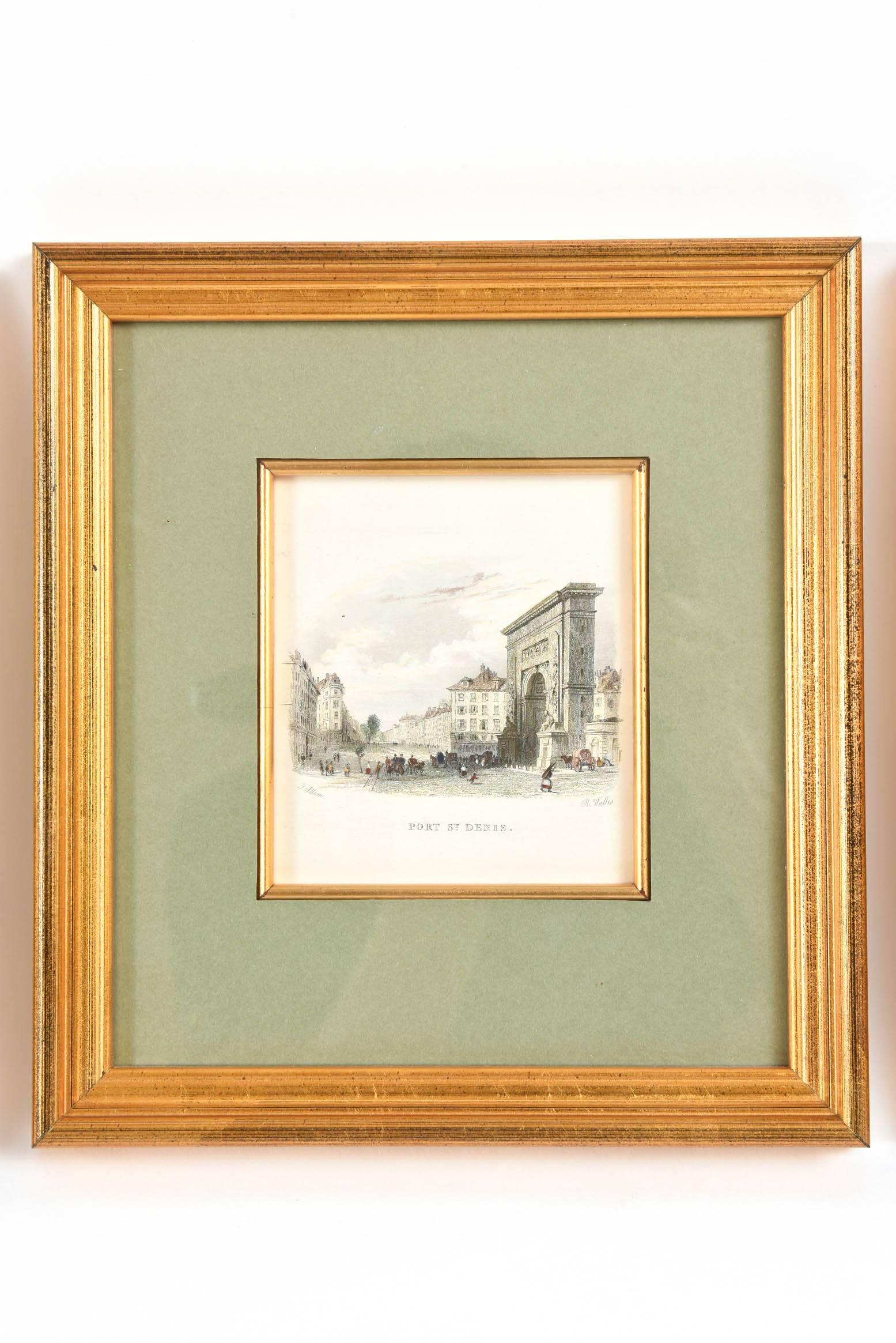 Great Britain (UK) Eight Elegant Paris Prints, Hand Colored by Thomas Allom, Great Framing Detail