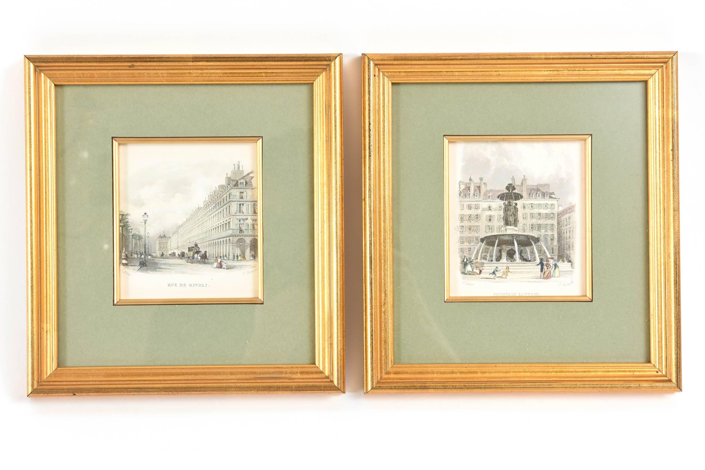 Eight Elegant Paris Prints, Hand Colored by Thomas Allom, Great Framing Detail 2