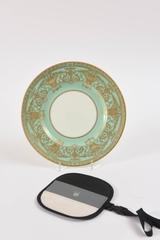 Set Ten Stunning Turquoise Elaborately Gilded Dinner/Presentation Plates