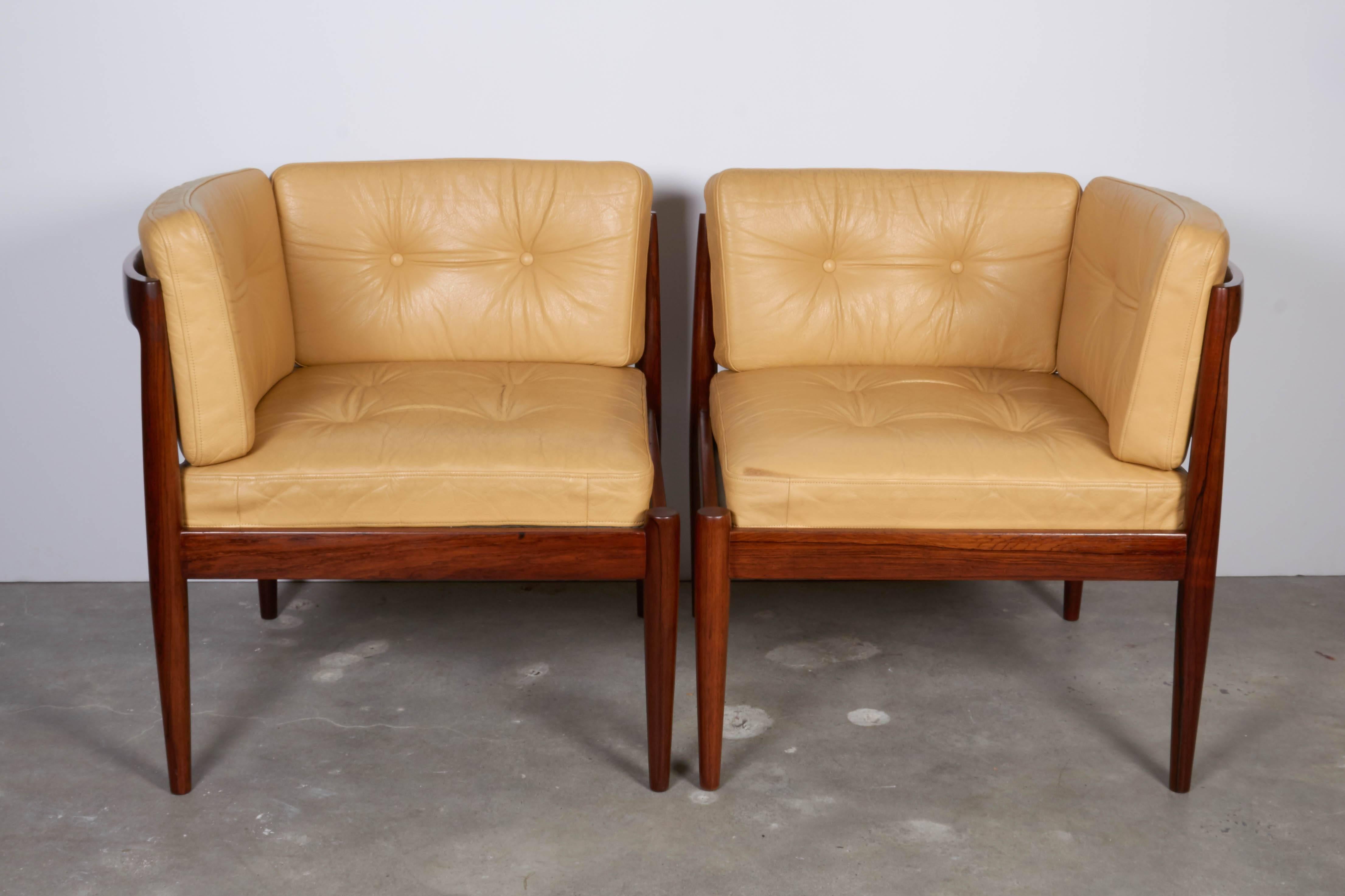 Vintage 1960s Kai Kristiansen Lounge Chairs

This pair of chairs is part of the Modul Line Sofa series by Kai Kristiansen. Excellent condition, and can be pushed together to create a love seat. Upholstery available. Ready for pick up, delivery, or