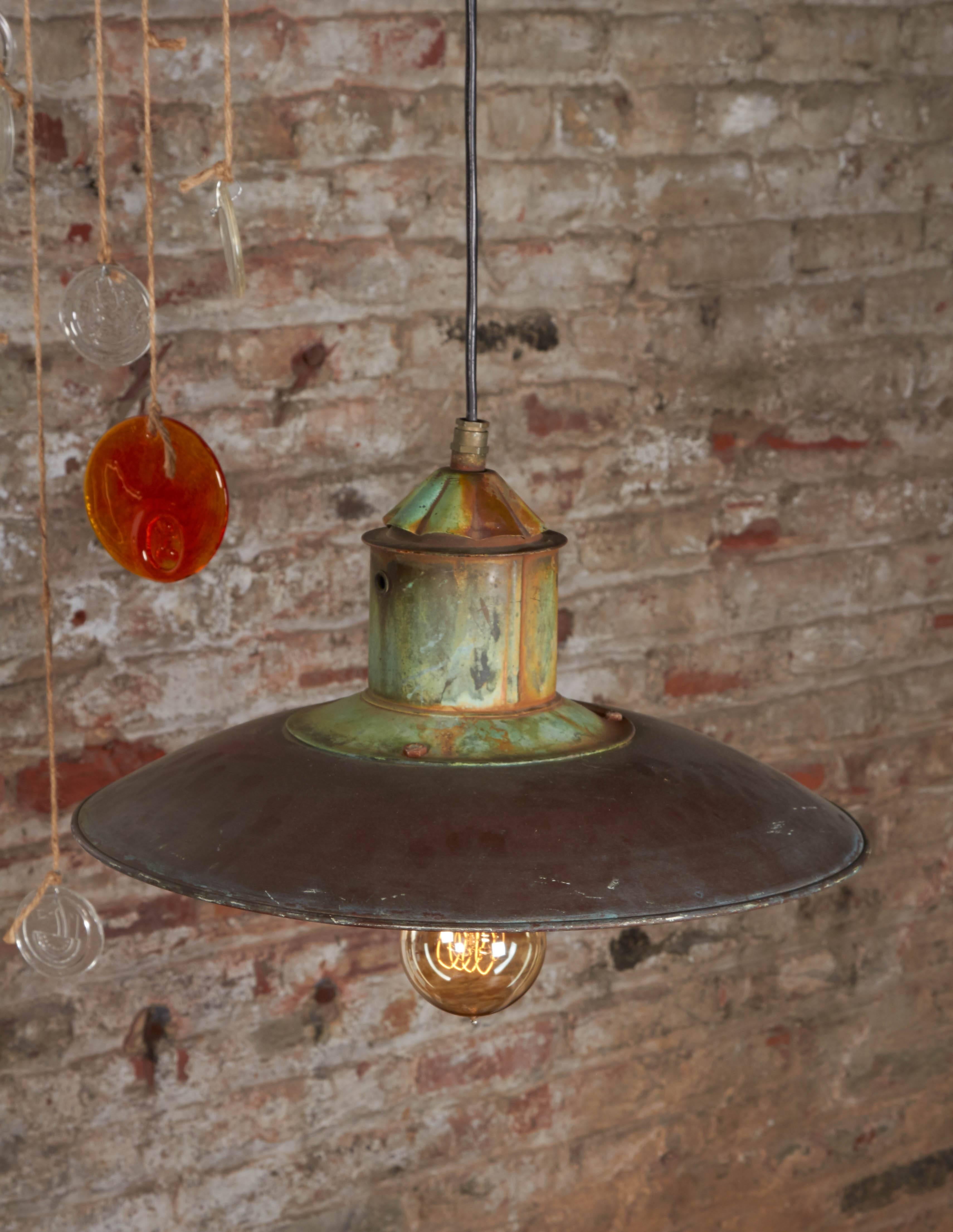 Early 20th Century Danish Patinated Copper Pendant